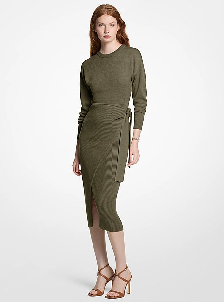 Robe mi-longue portefeuille en tricot