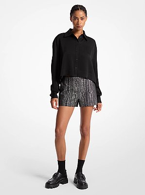 Shorts aus Moir&eacute; in Metallic-Optik