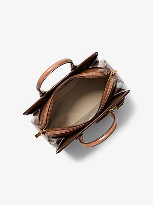 Laila Medium Crackled Leather Satchel with Card Case