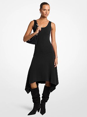 Stretch Knit Sleeveless Handkerchief Dress