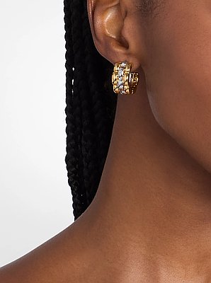 Two-Tone 3-Link Huggie Earrings