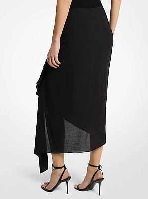 Wool Crepe Cascade Skirt