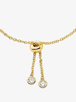 Precious Metal-Plated Sterling Silver Bezel Slider Bracelet