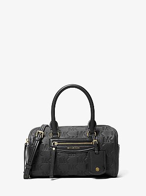 Jet Set Travel Extra-Small Logo Embossed Leather Duffel Crossbody Bag