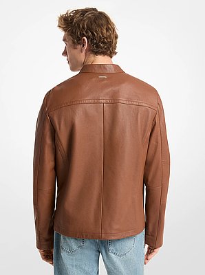 Leather Double-Zip Racer Jacket