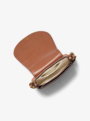 Josie Medium Whipstitched Suede Saddle Bag in LUGGAGE | Michael Kors image number 1
