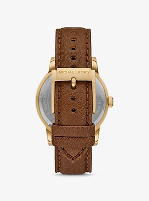 Reloj Hutton oversize de piel con tono dorado