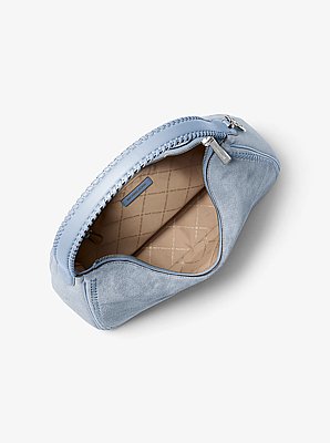 Nayla Medium Suede Hobo Shoulder Bag in PALE OCEAN | Michael Kors image number 1