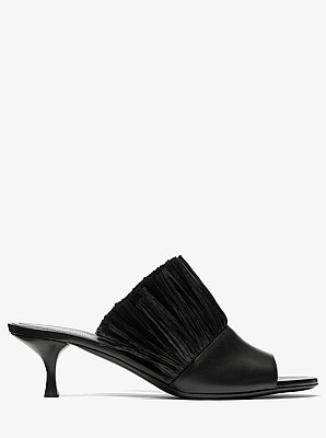 Catarina Leather and Fringe Mule