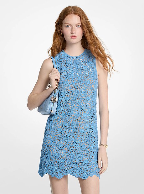 Robe en coton crochet&eacute; &agrave; imprim&eacute; cachemire
