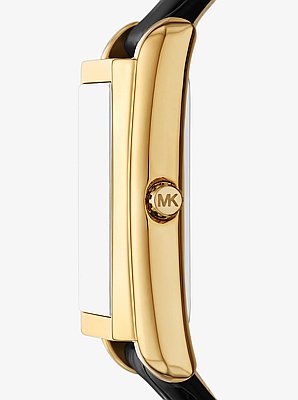 Essex Gold-Tone and Crocodile Embossed Leather Watch