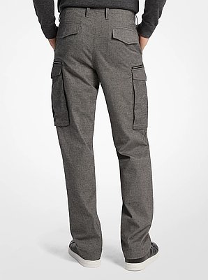 Pantalon cargo zipp&eacute; en coton pied-de-poule