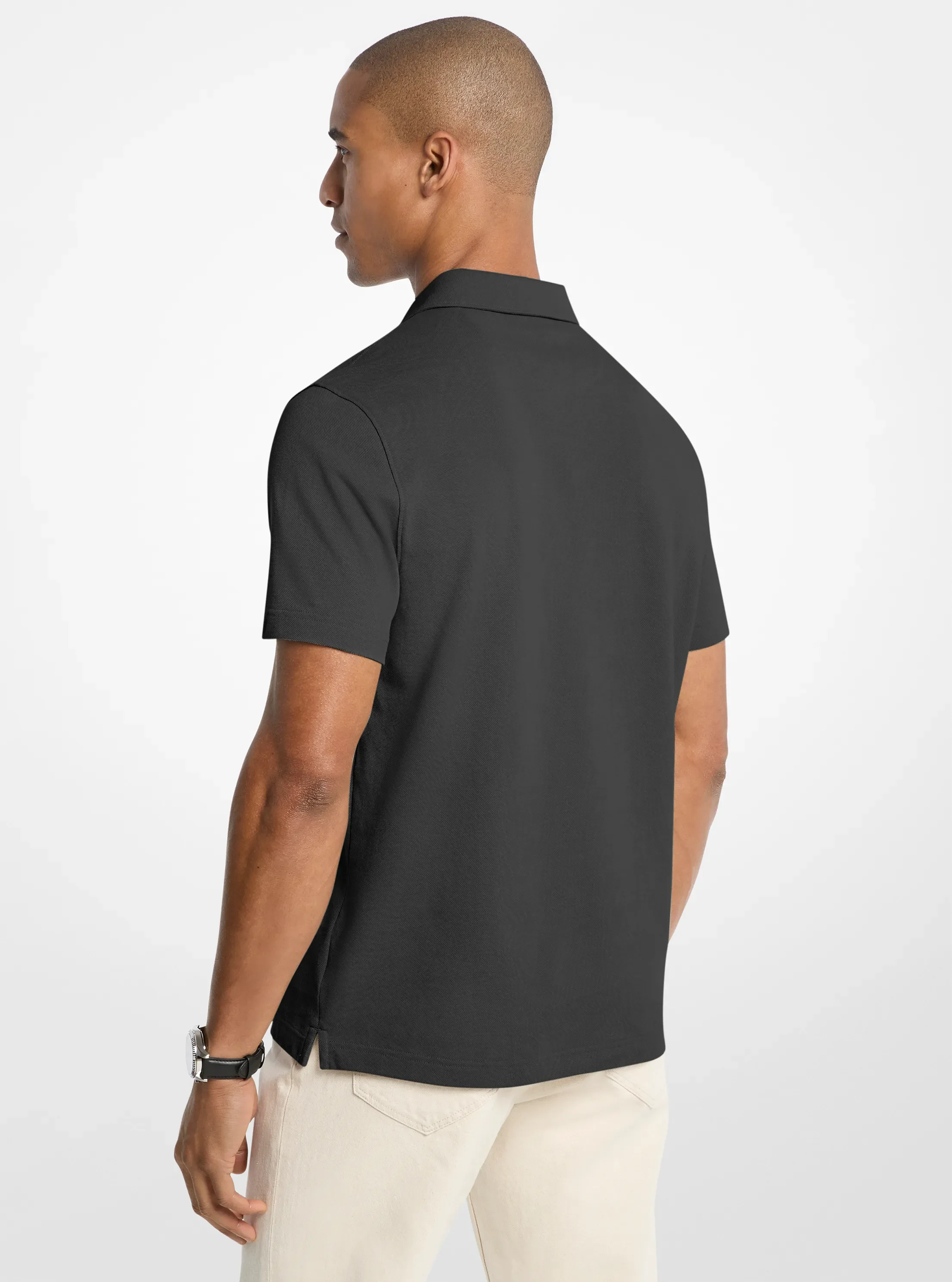 Поло Michael Kors Pima Cotton Piqué Polo Shirt, цвет: Чёрный — фото 2