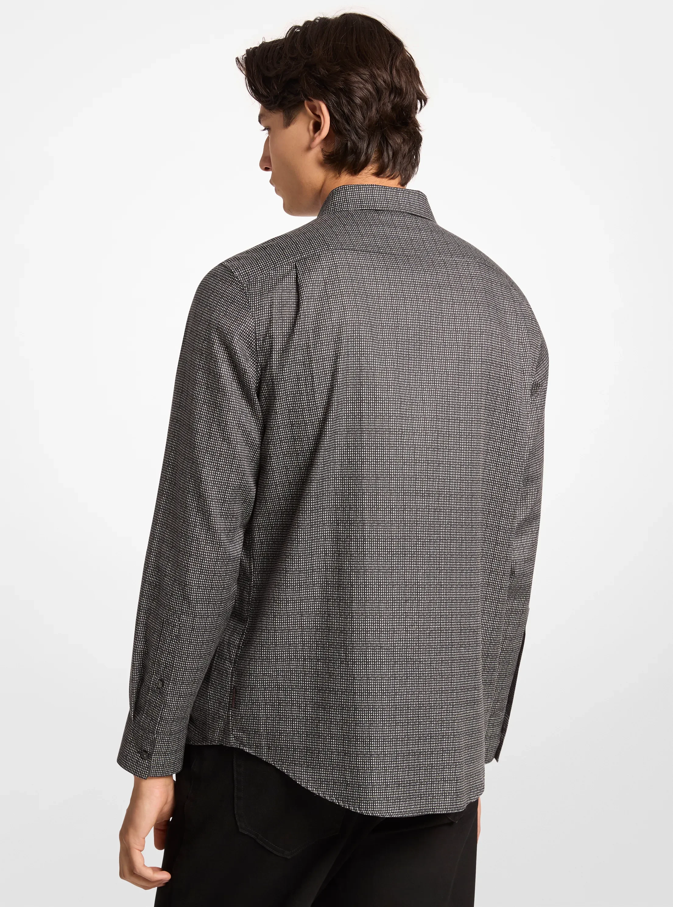 Рубашка Michael Kors Houndstooth Print Cotton, цвет: Чёрный — фото 2