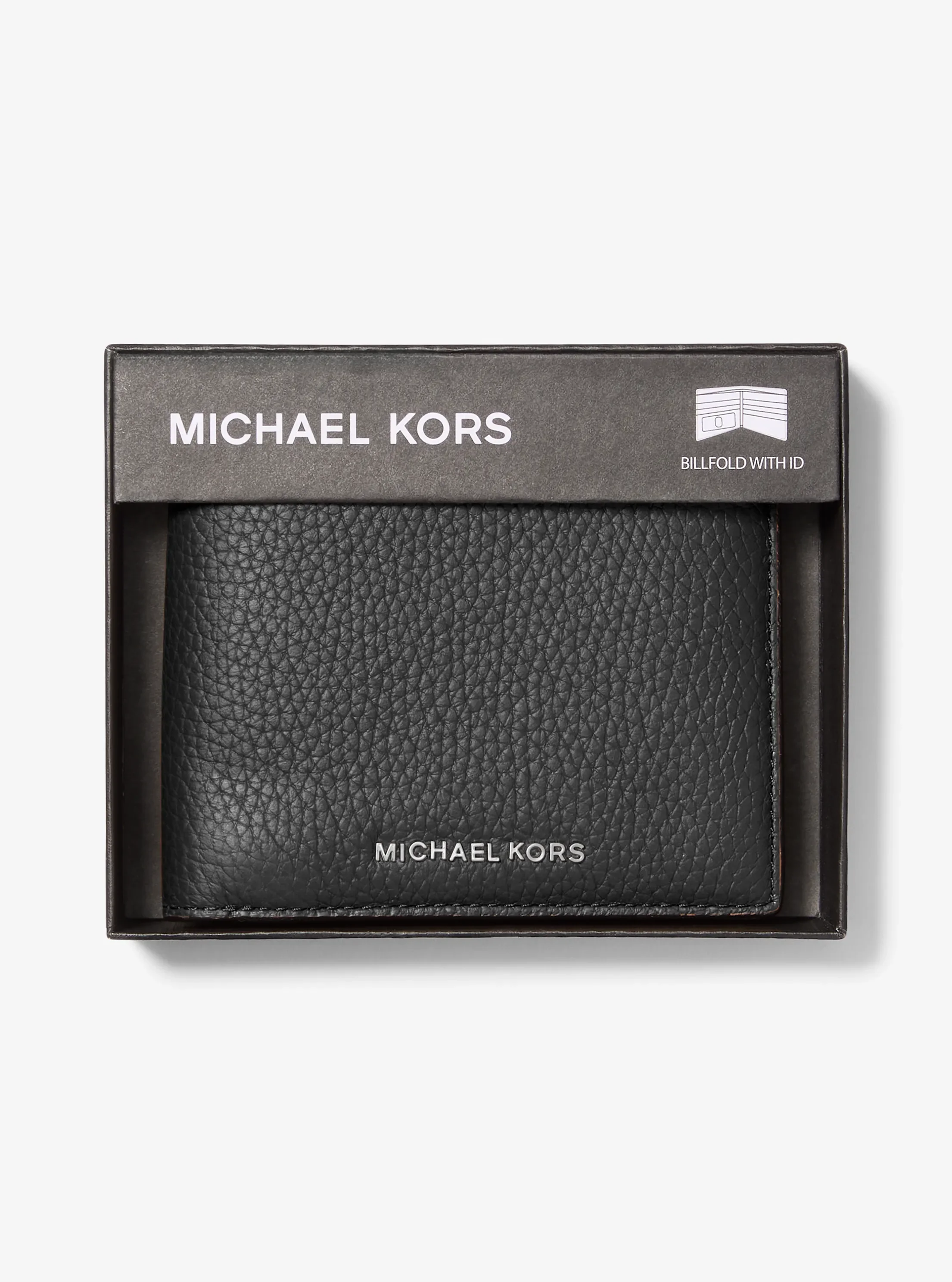 Кошелёк Michael Kors Hudson Pebbled Leather Billfold Wallet, цвет: Чёрный — фото 3