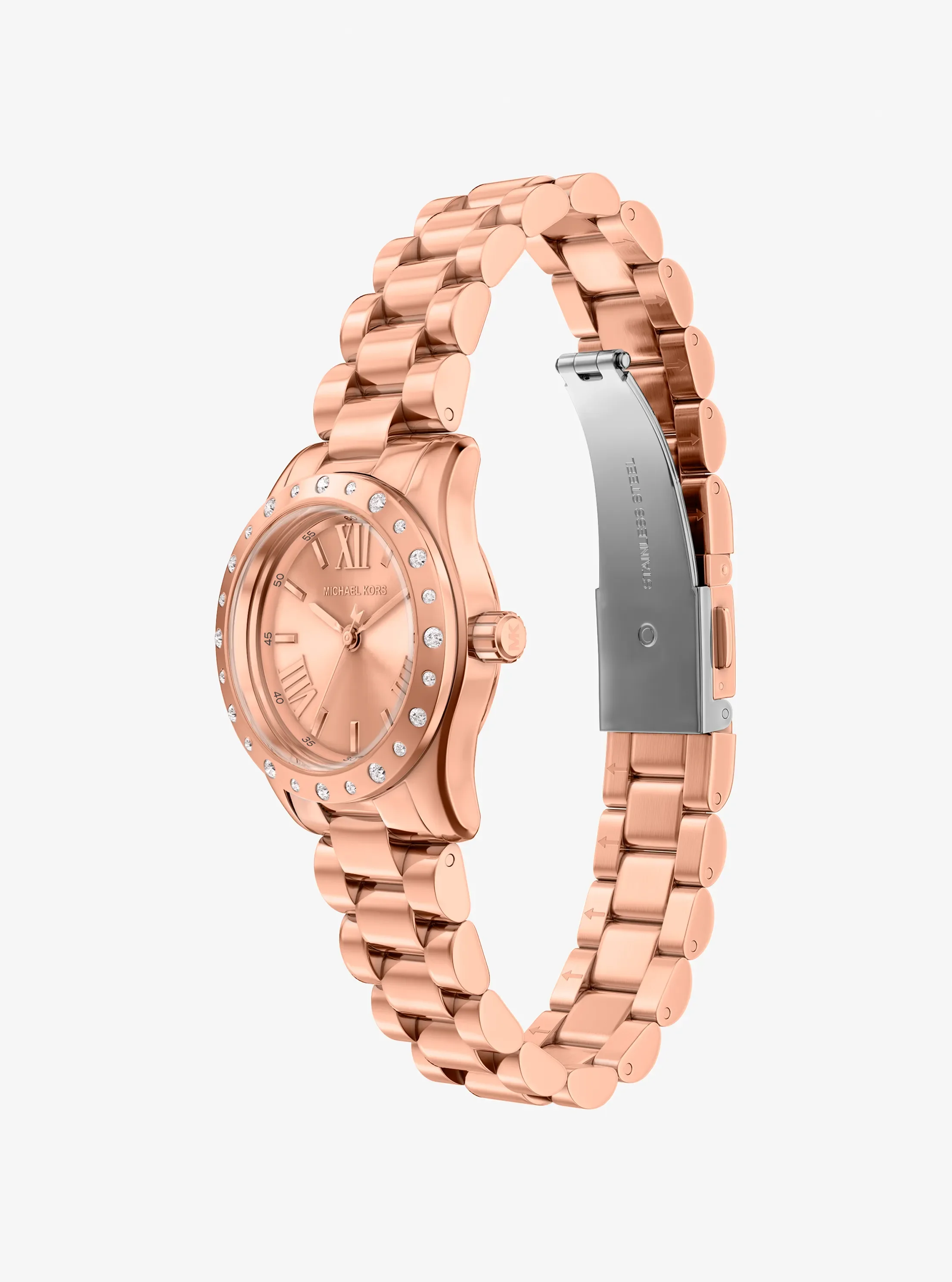 Женские часы Michael Kors Petite Lexington Pavé Rose Gold-Tone Watch and Heart Bracelet Gift Set, цвет: Розовое золото — фото 7