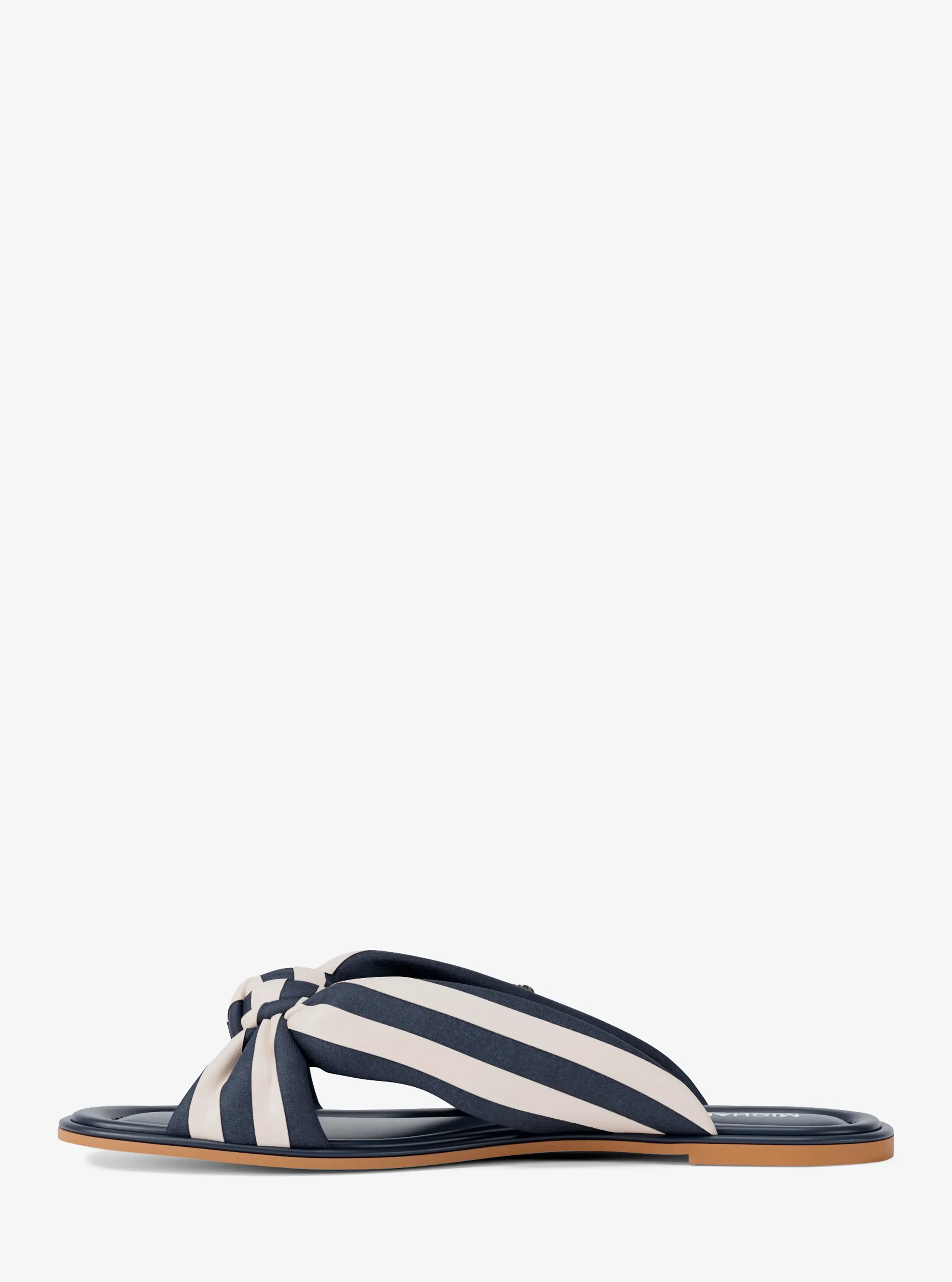 Сандалии Michael Kors Elena Striped Linen Blend Slide Sandal, цвет: Тёмно-синий — фото 3
