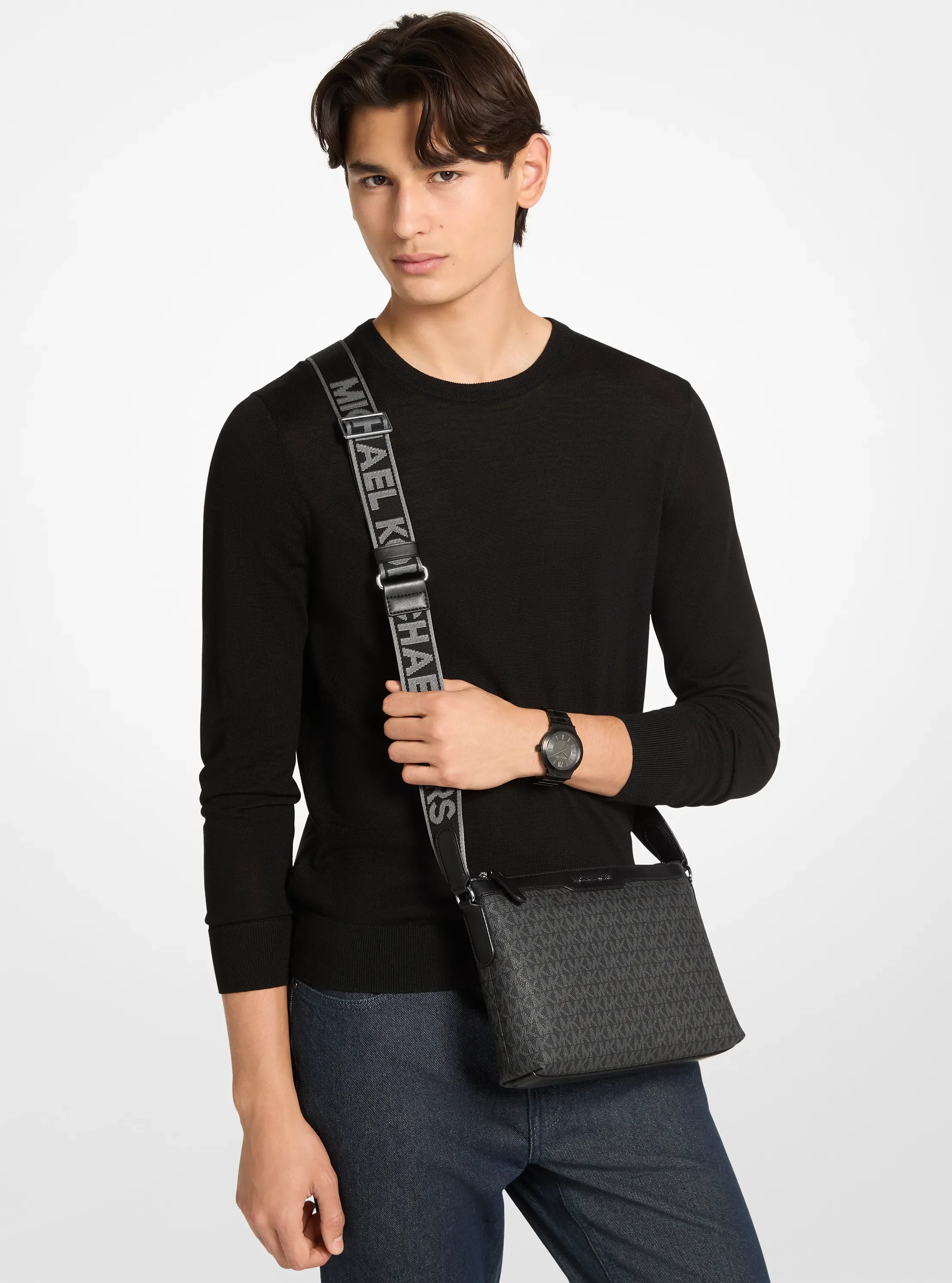Мужские сумки Michael Kors Hudson Signature Logo Messenger — фото 4