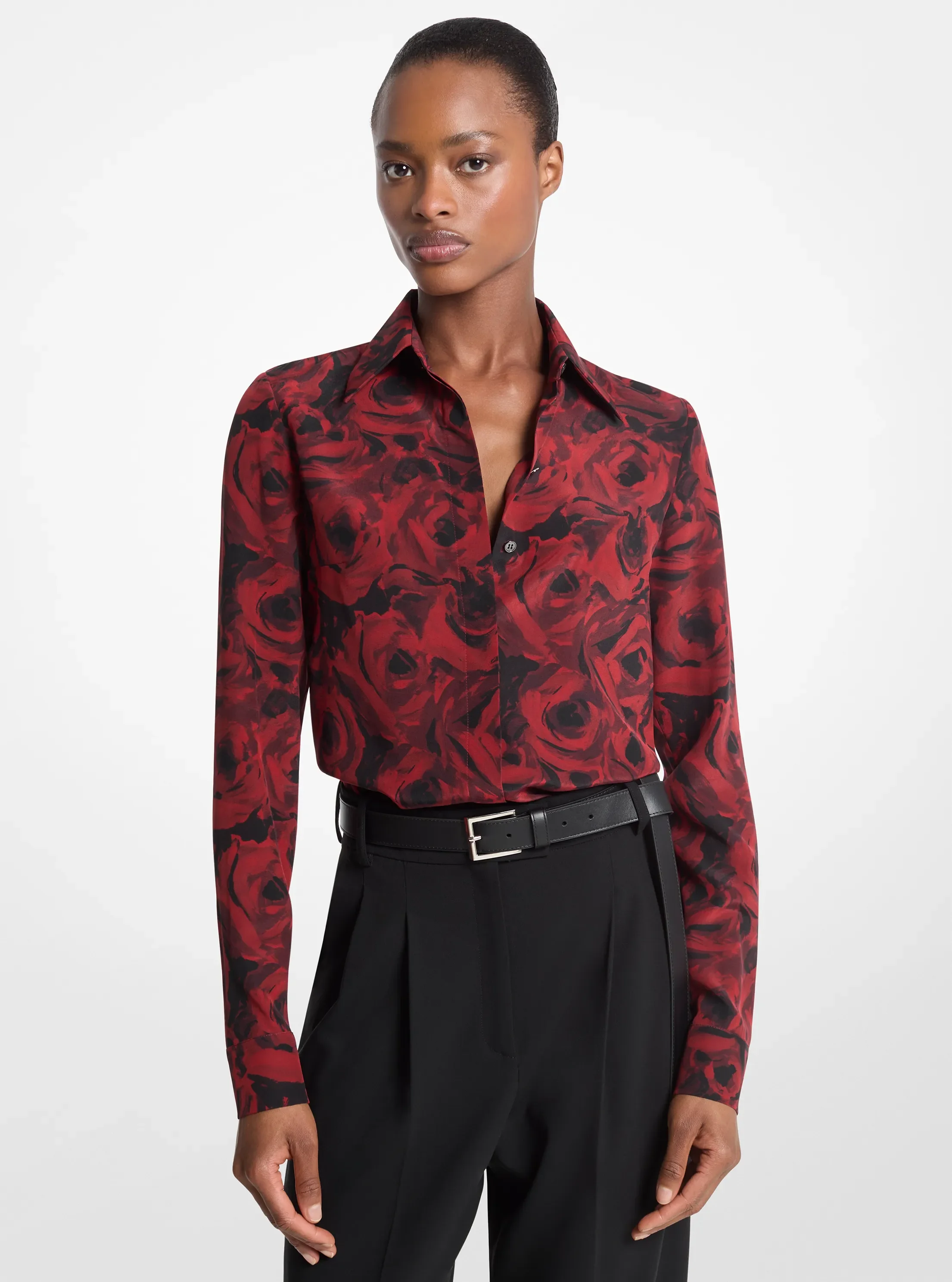 Michael Kors Hansen Floral Print Silk Crepe De Chine Blouse