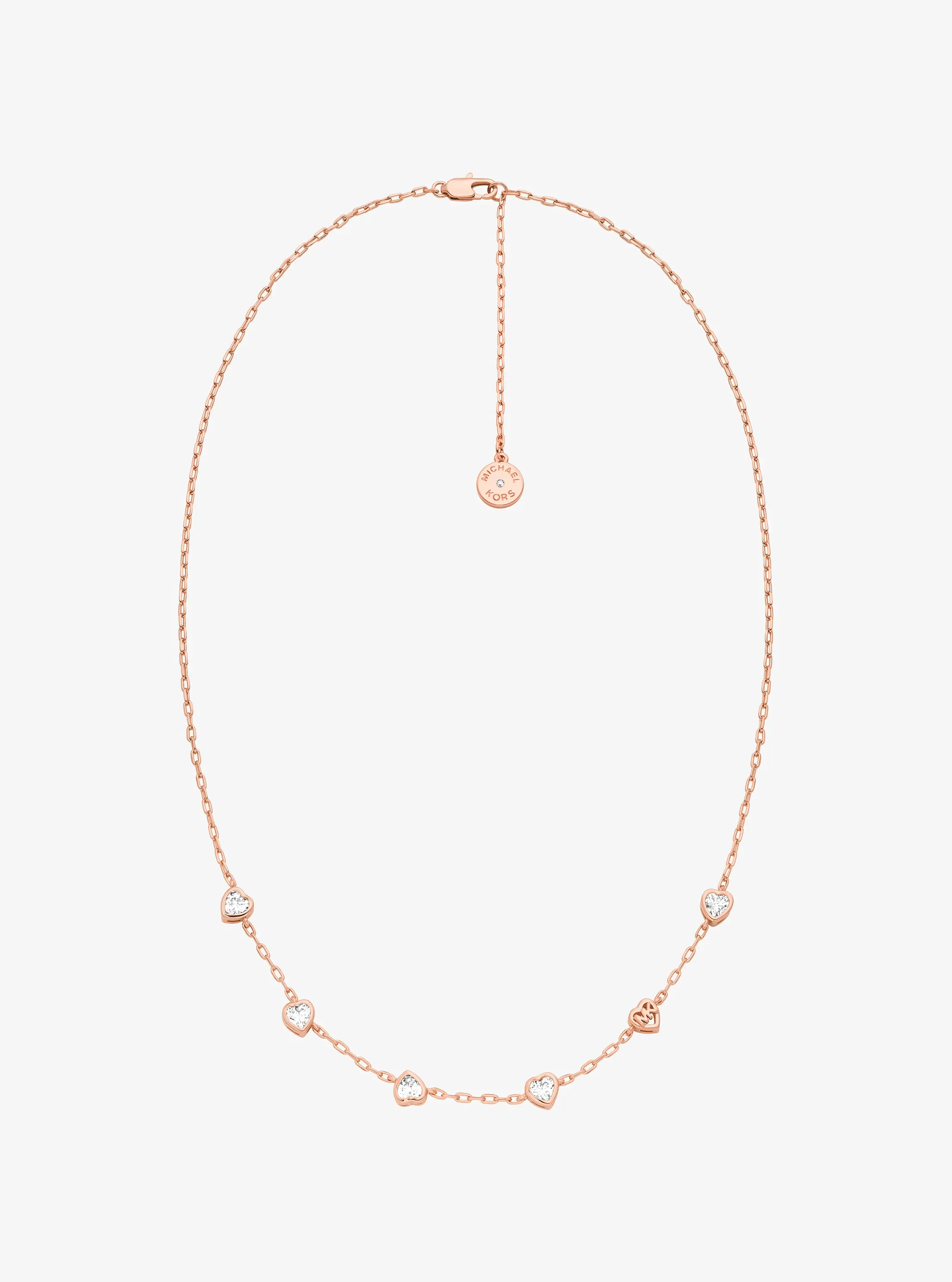 Украшения Michael Kors Heart Cubic Zirconia Necklace and Stud Earrings Gift Set, цвет: Розовое золото — фото 3