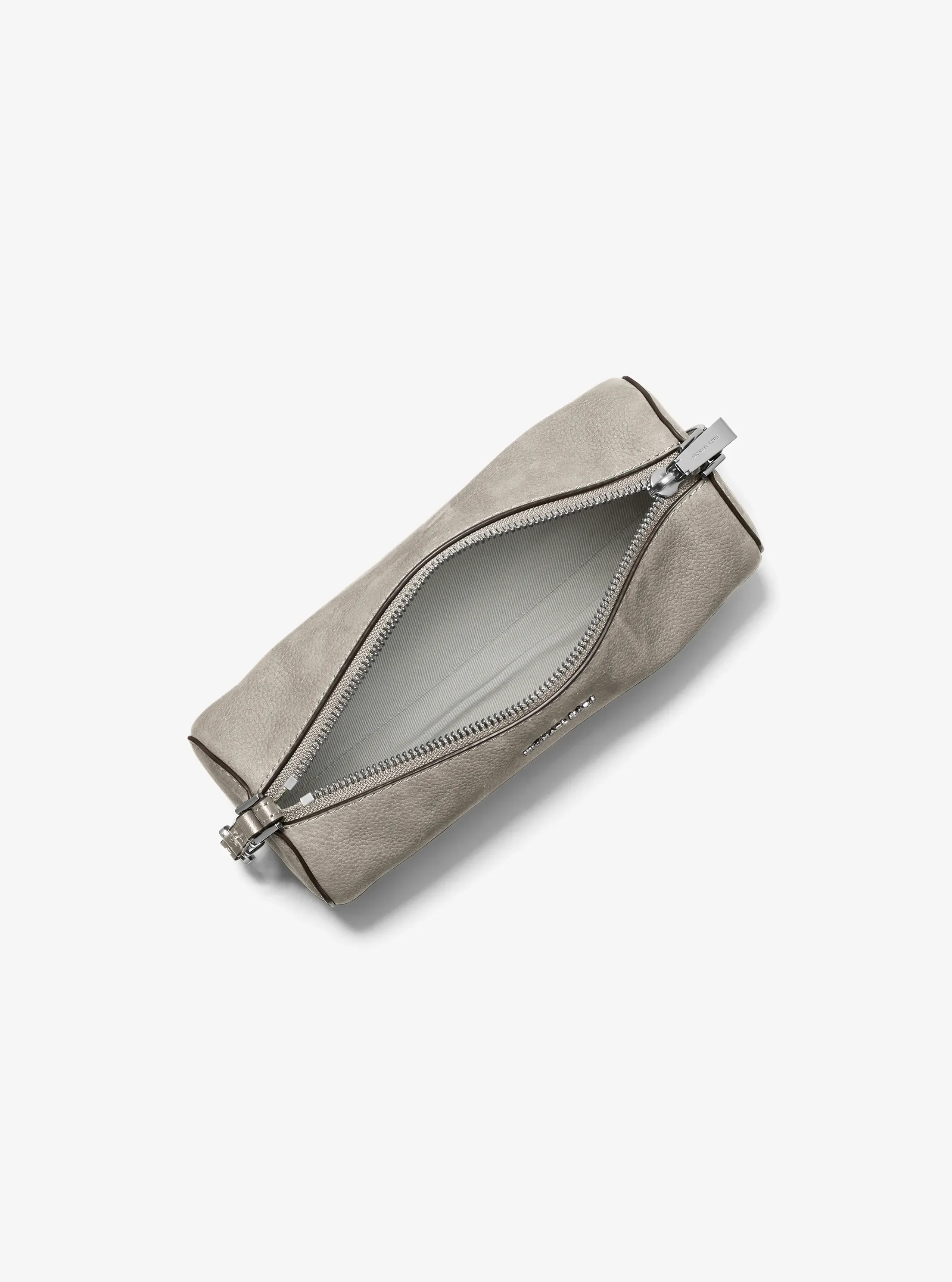 Женская сумка Michael Kors Izzy Small Nubuck Barrel Pochette, цвет: Меланжевый серый — фото 2