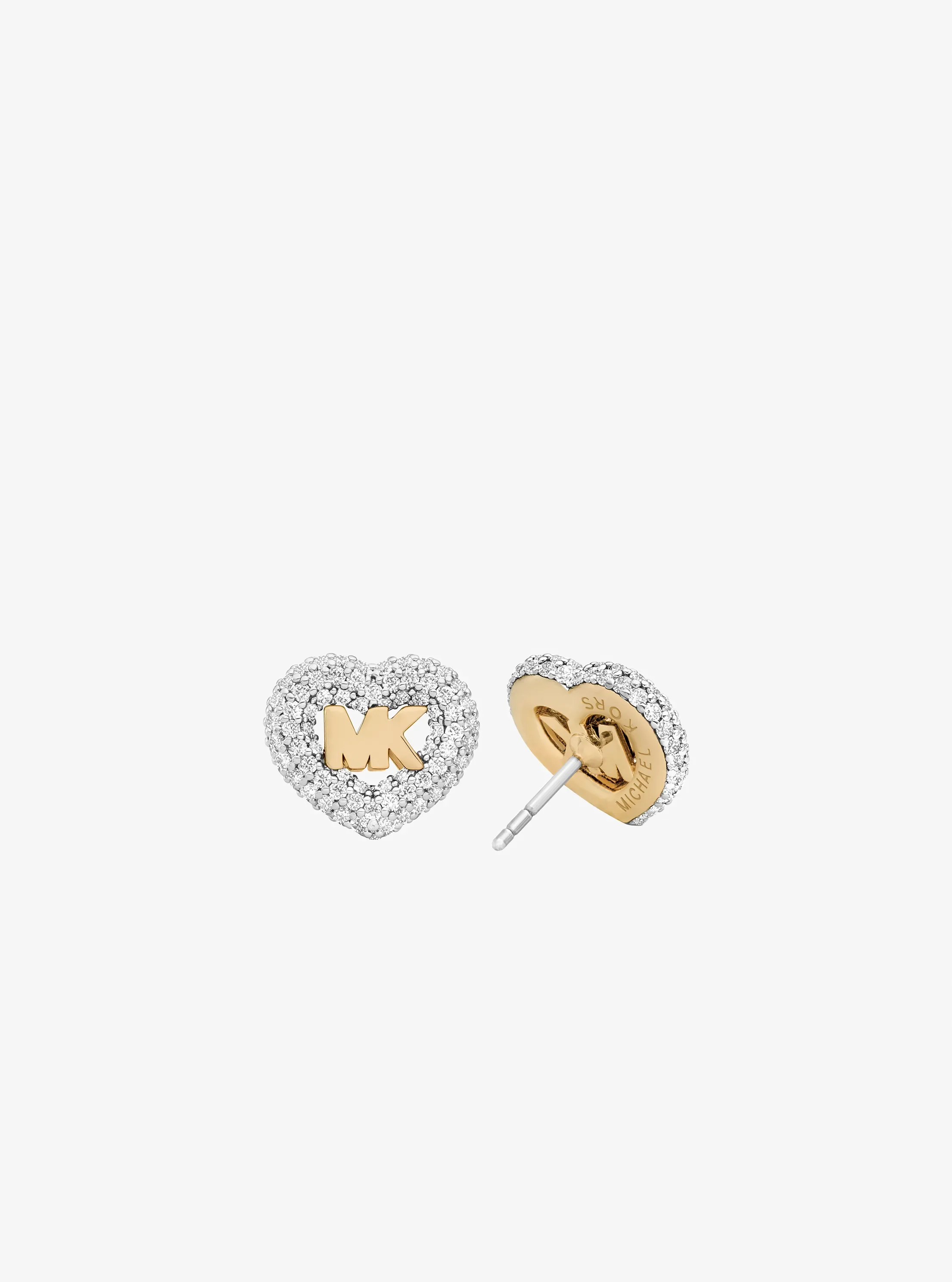 Серьги Michael Kors Logo and Pavé Heart, цвет: Золотой — фото 2