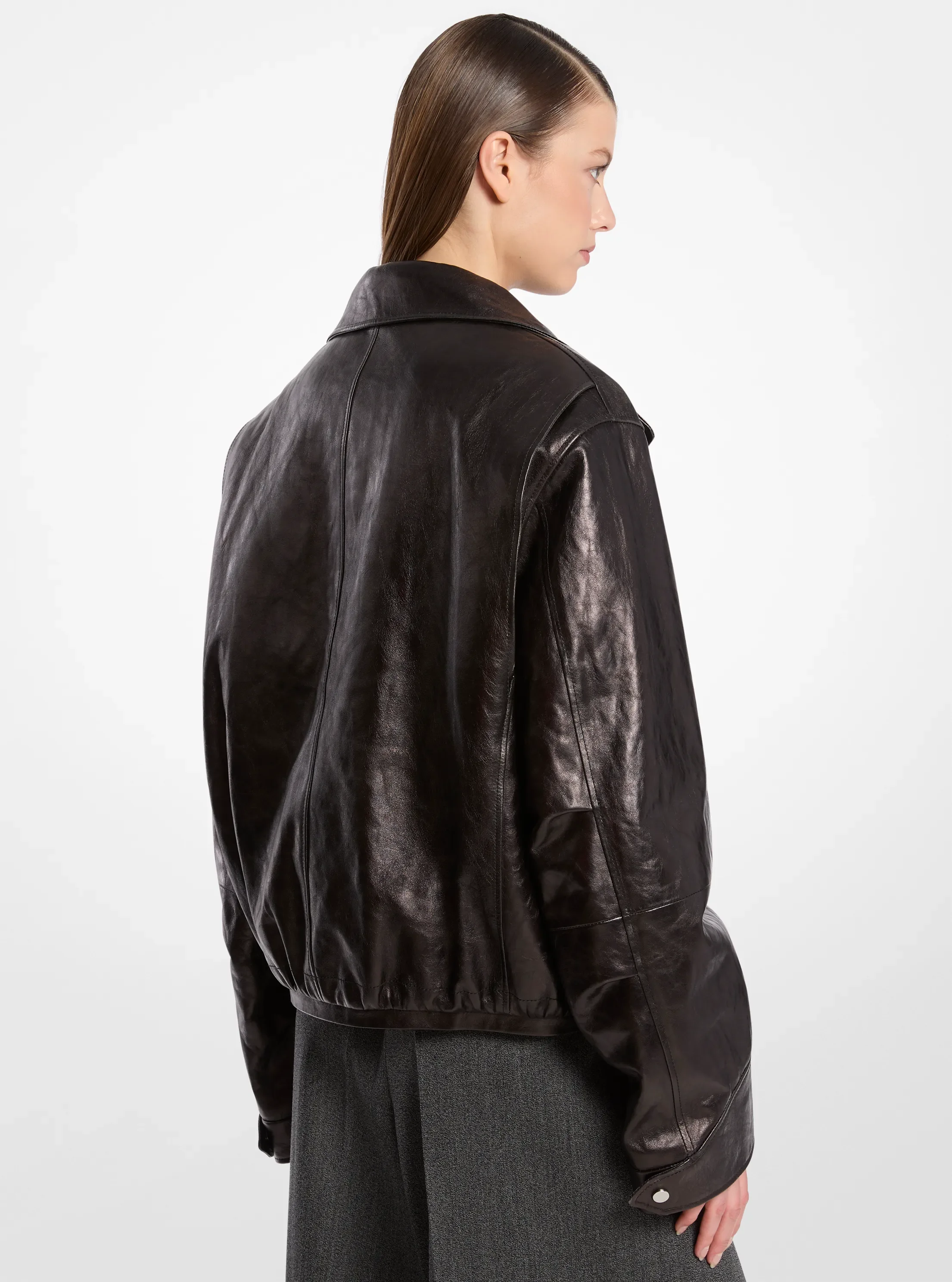 Женские куртки Michael Kors Washed Leather Bomber Jacket — фото 2