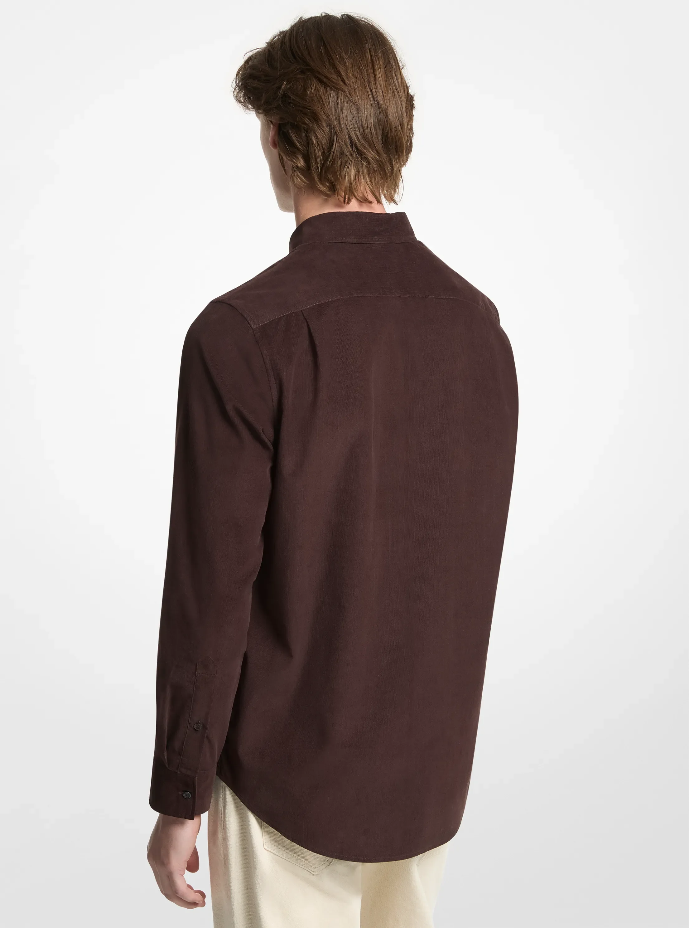 Мужская рубашка Michael Kors Cotton Corduroy, цвет: Шоколадный — фото 2