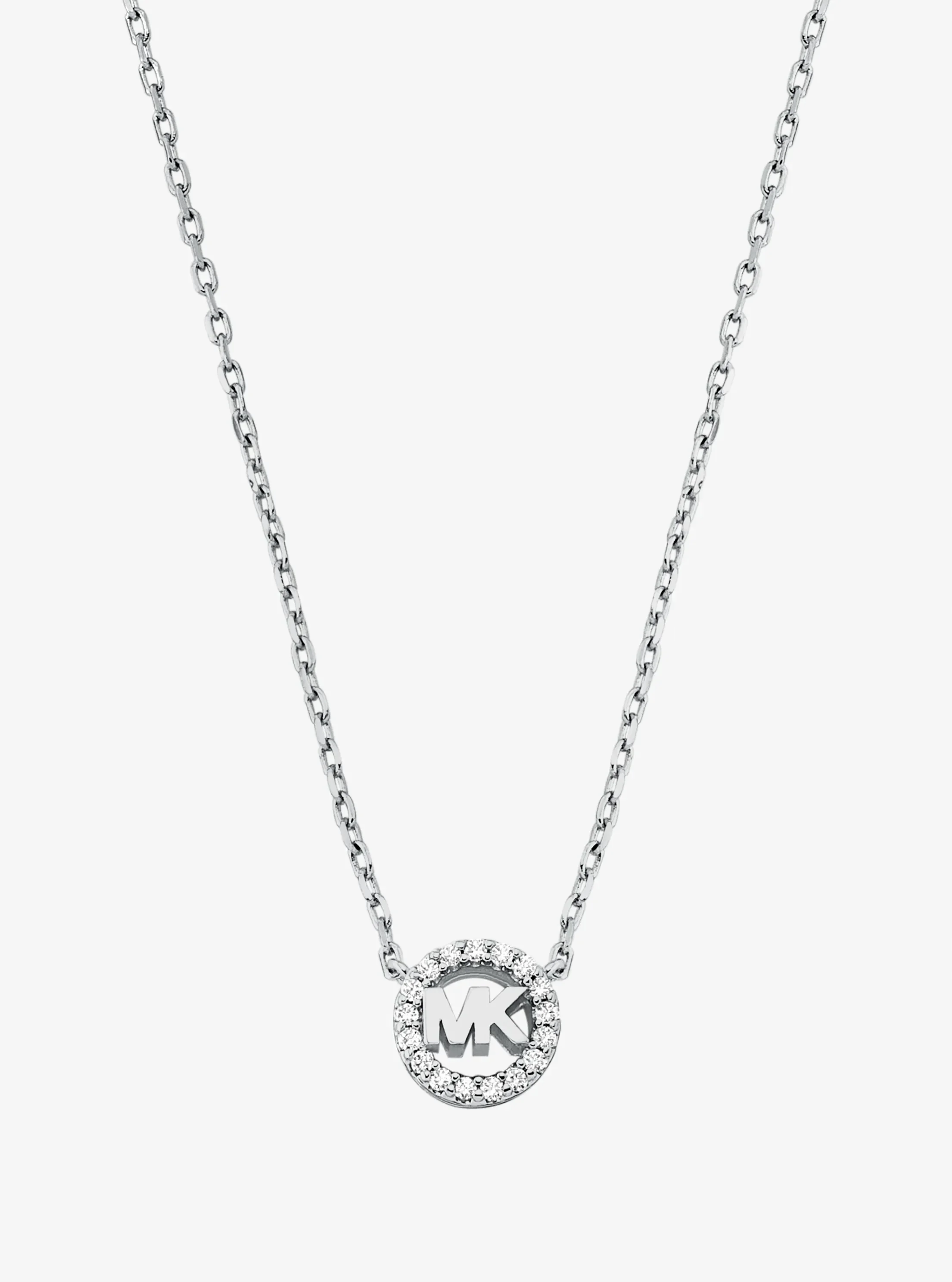 Женское колье Michael Kors Pavé Logo Charm, цвет: Серебряный — фото 2