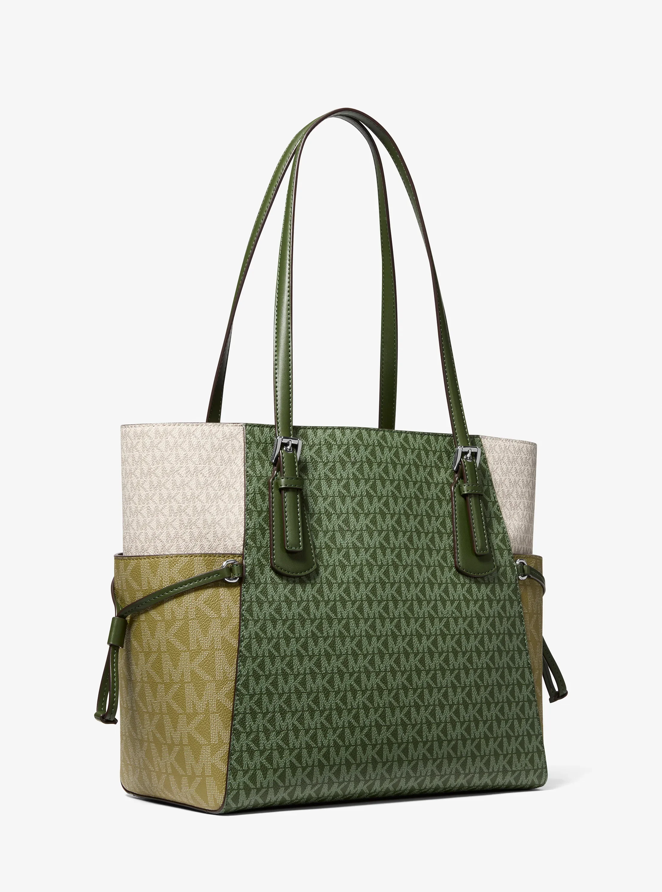 Женская сумка Michael Kors Voyager Large Color-Block Signature Logo, цвет: Зелёный — фото 3