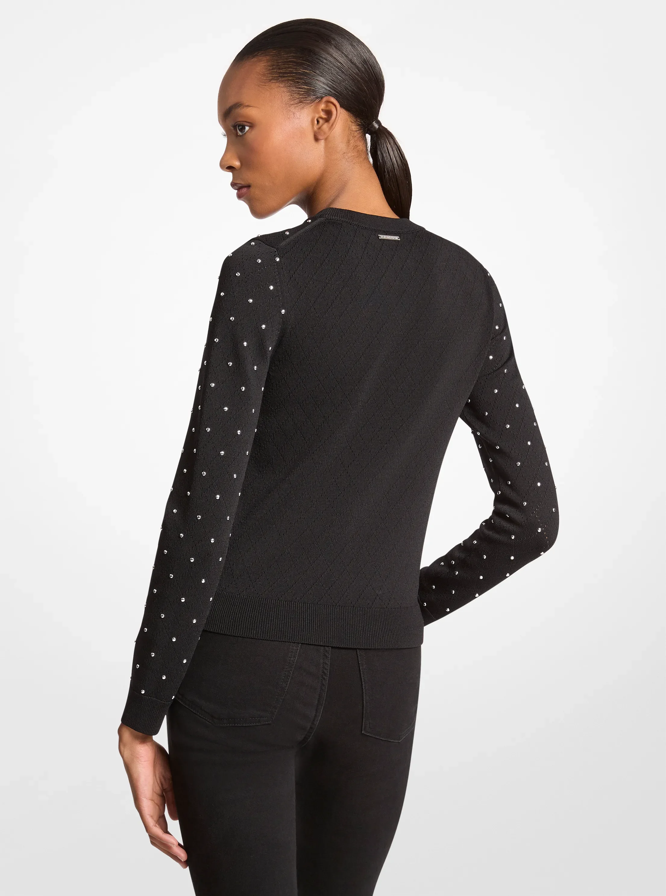 Свитер Michael Kors Studded Stretch Viscose, цвет: Чёрный — фото 2