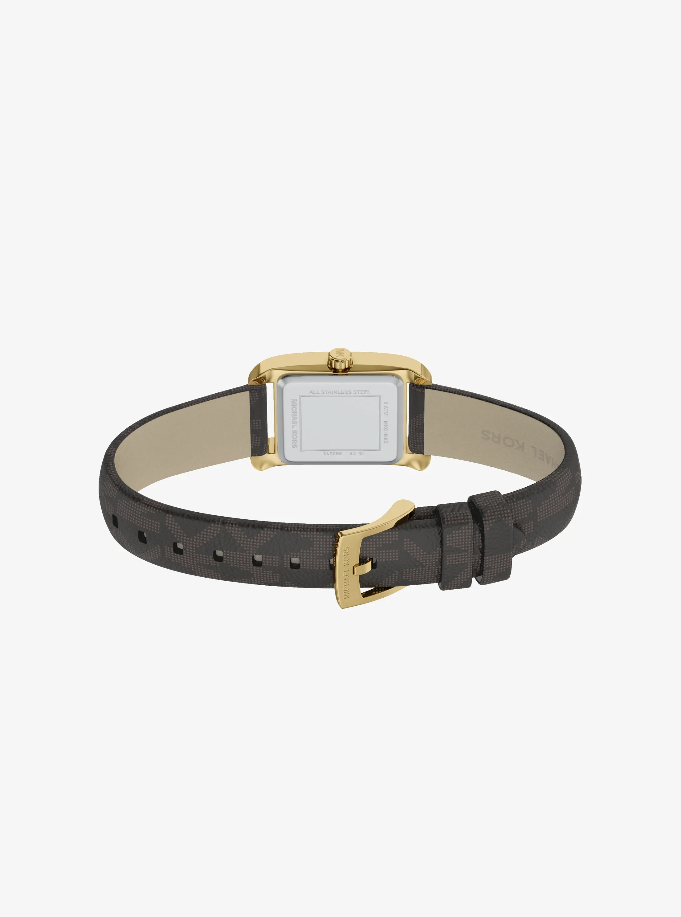 Часы Michael Kors Mini Monroe Gold-Tone and Logo Strap Watch, цвет: Золотой — фото 4