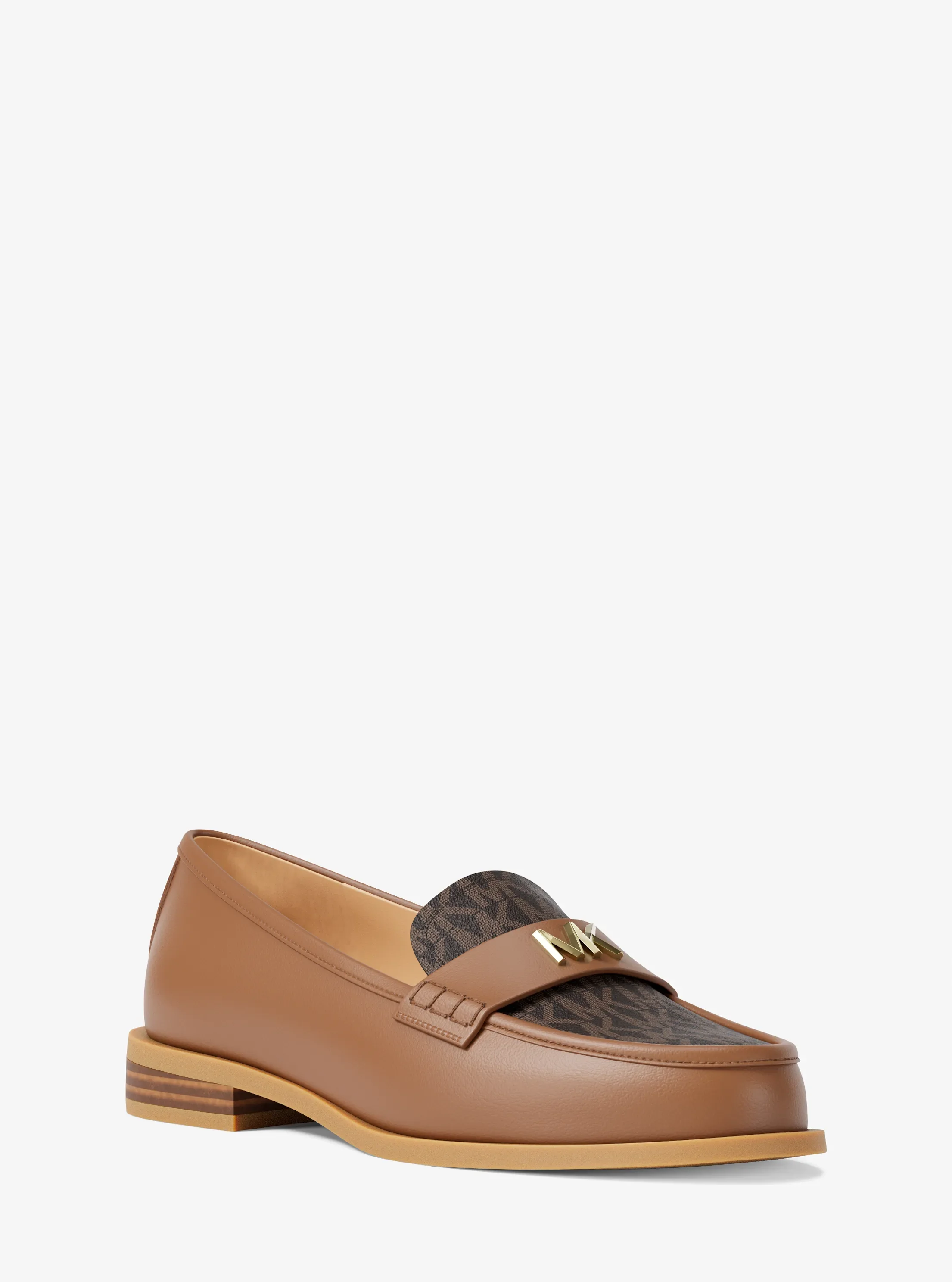 Женские туфли Michael Kors Lex Leather and Signature Logo Loafer, цвет: Коричневый