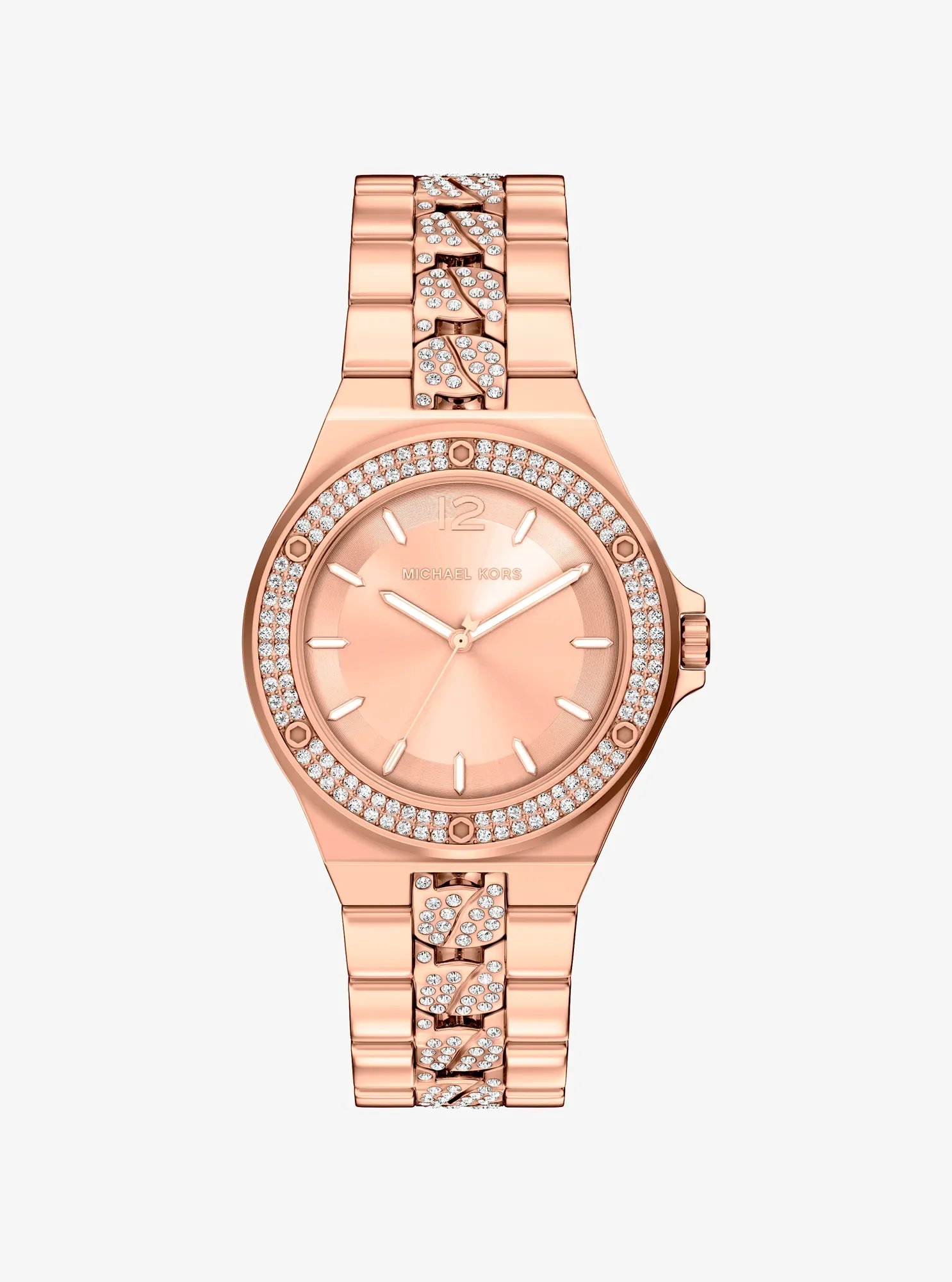 Часы Michael Kors Lennox Pavé Rose Gold-Tone Watch, цвет: Розовое золото