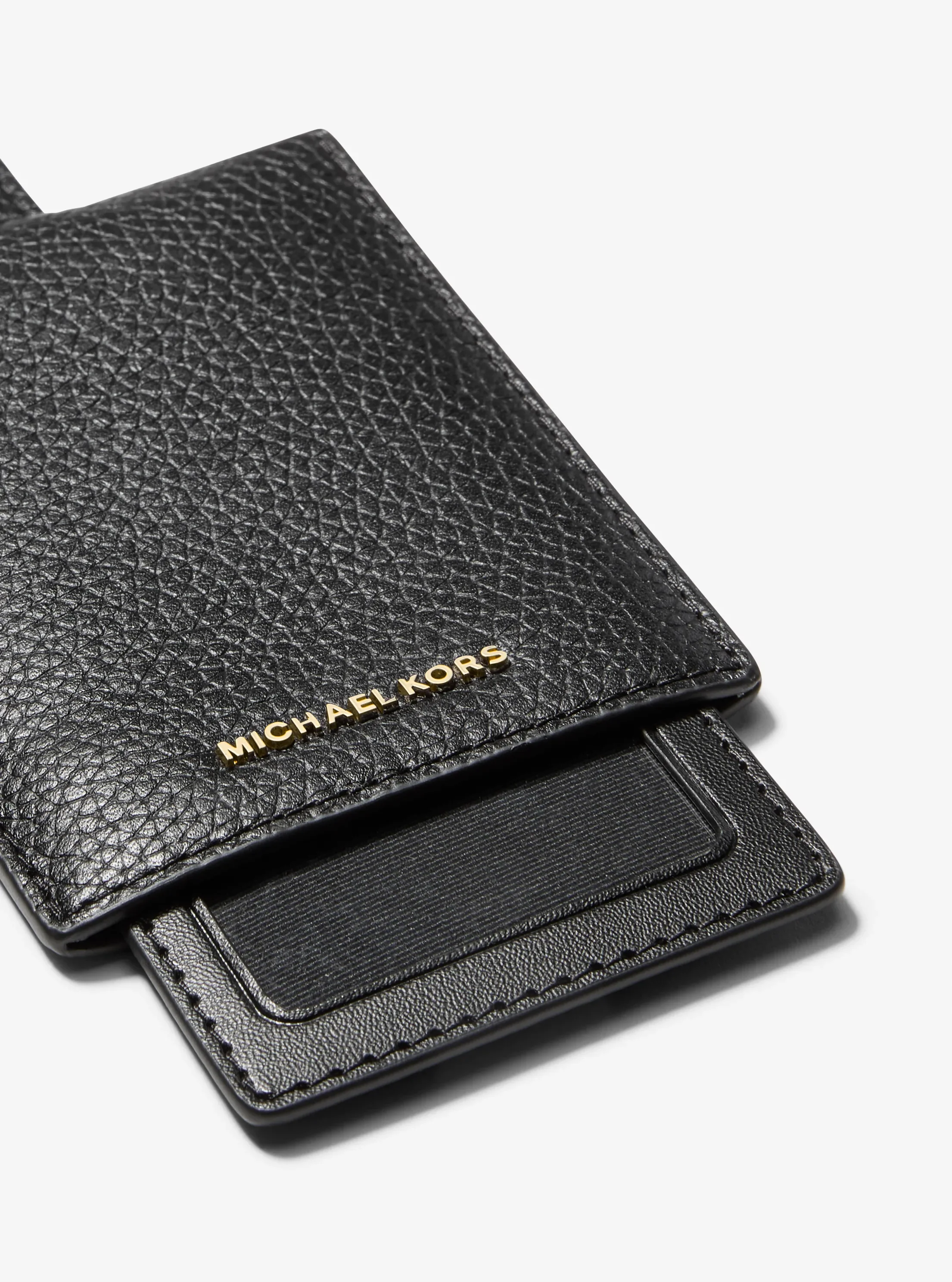 Женские багажные бирки Michael Kors Jet Set Pebbled Leather Luggage Tag, цвет: Чёрный — фото 2