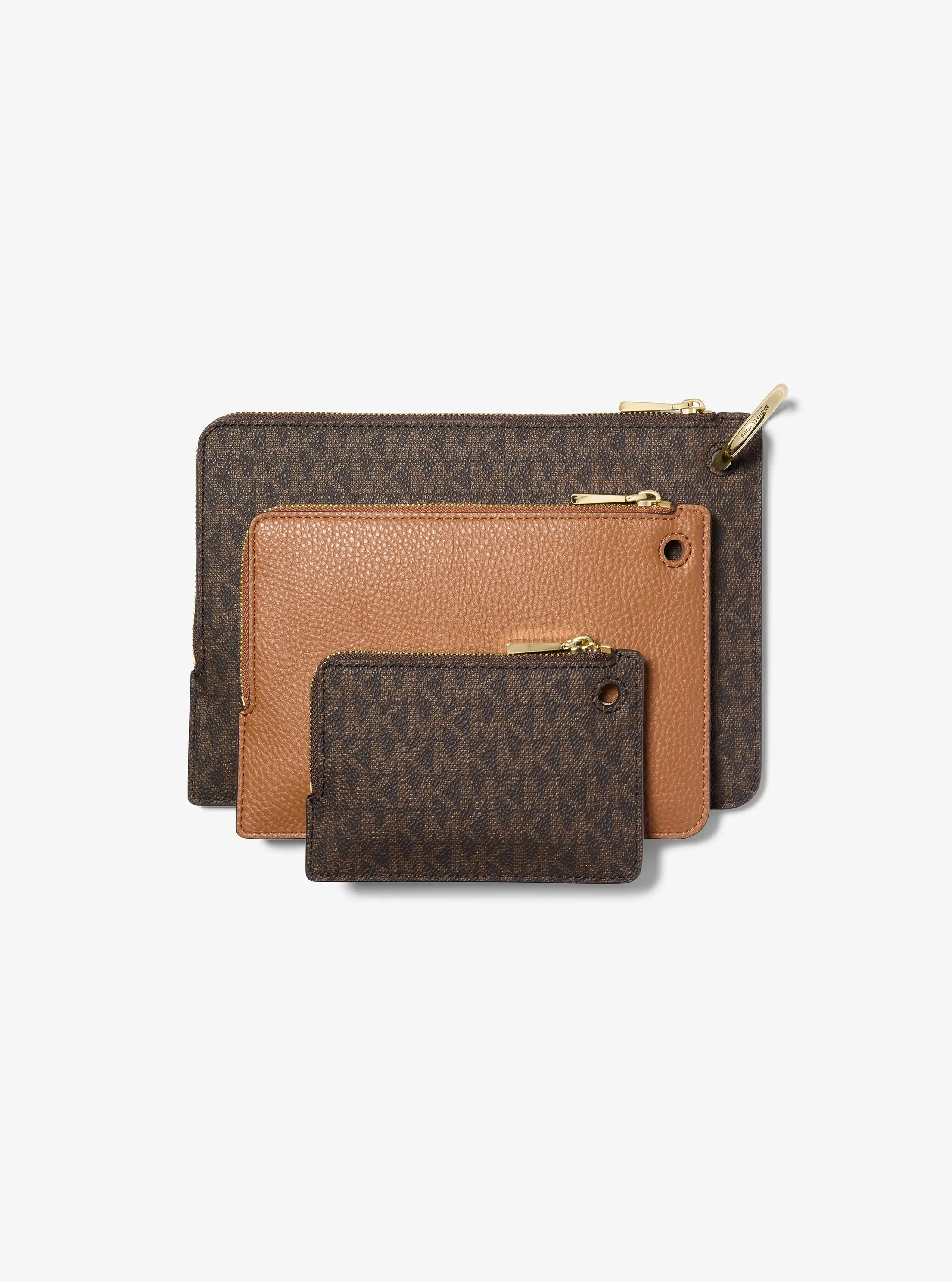 Женская сумка Michael Kors Jet Set 3-in-1 Smooth and Signature Logo Pouches, цвет: Коричневый — фото 3