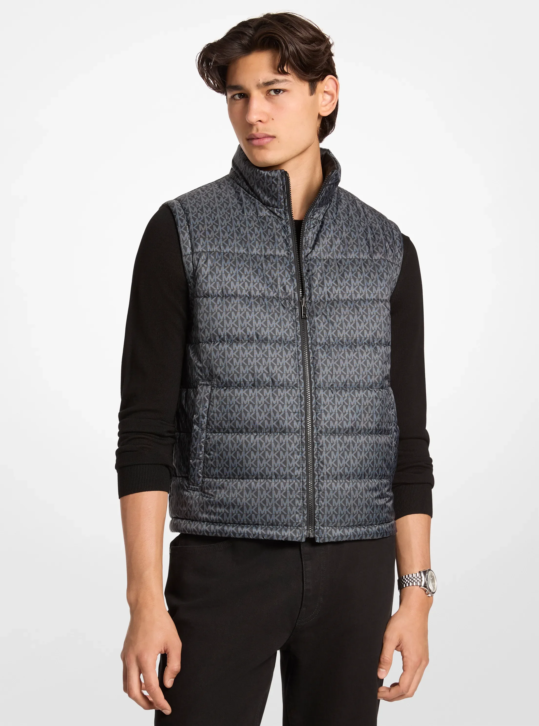 Жилет Michael Kors Signature Logo Reversible Vest, цвет: Чёрный — фото 3
