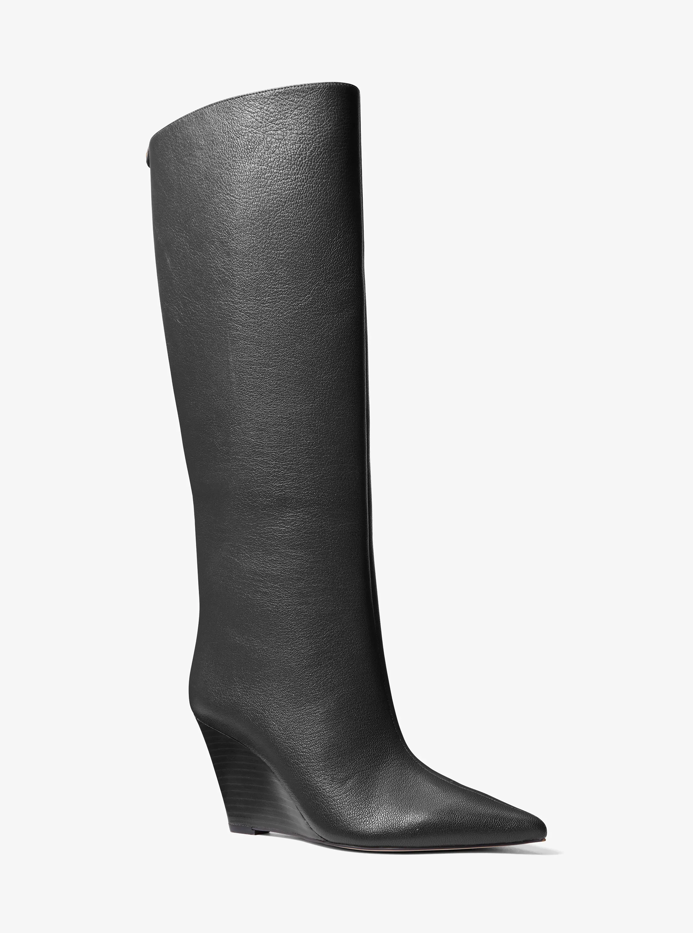 Женские ботинки Michael Kors Xandra Leather Wedge Boot, цвет: Чёрный