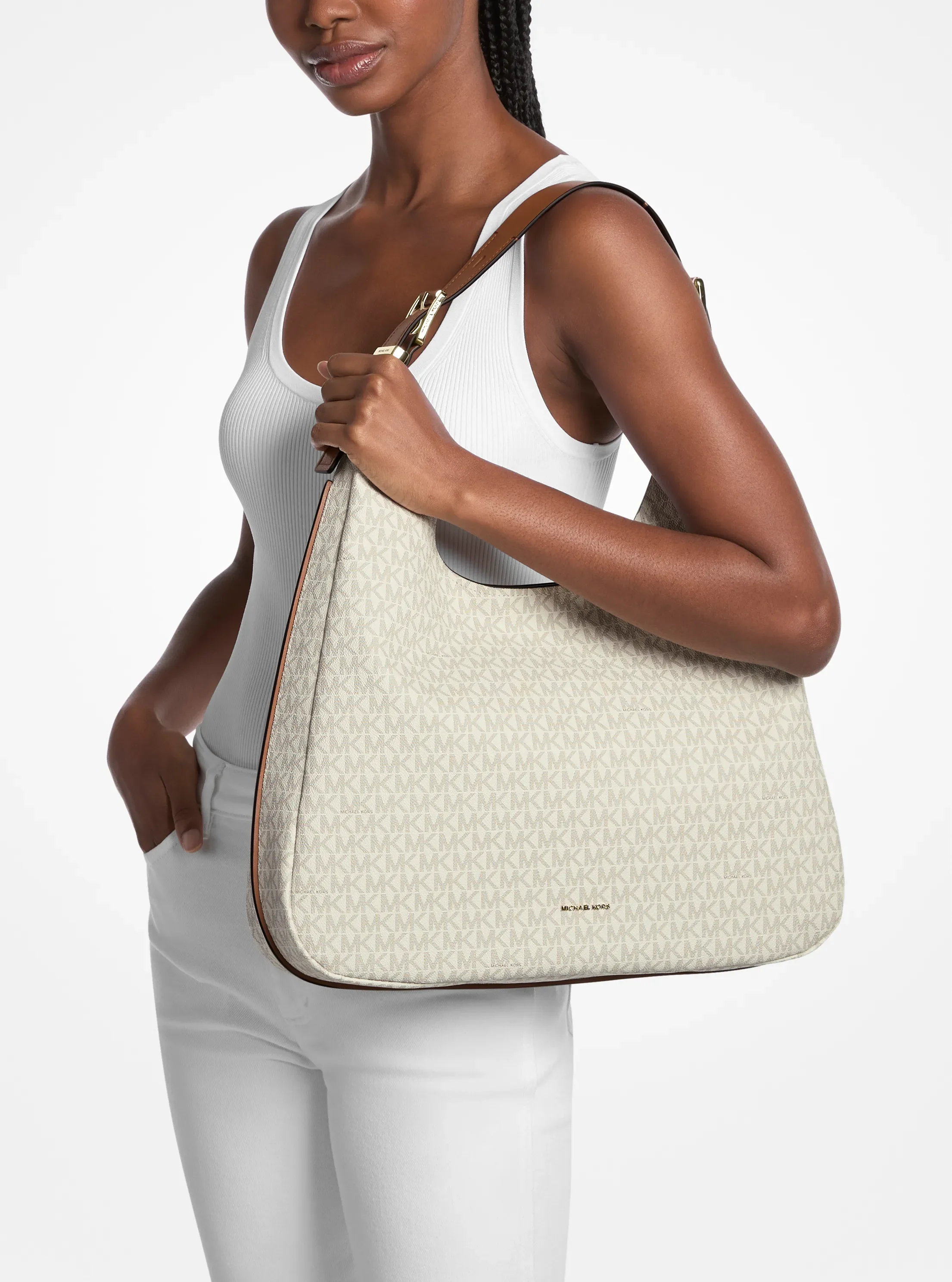 Michael Kors Nolita Large Signature Logo Hobo Shoulder Bag — фото 4