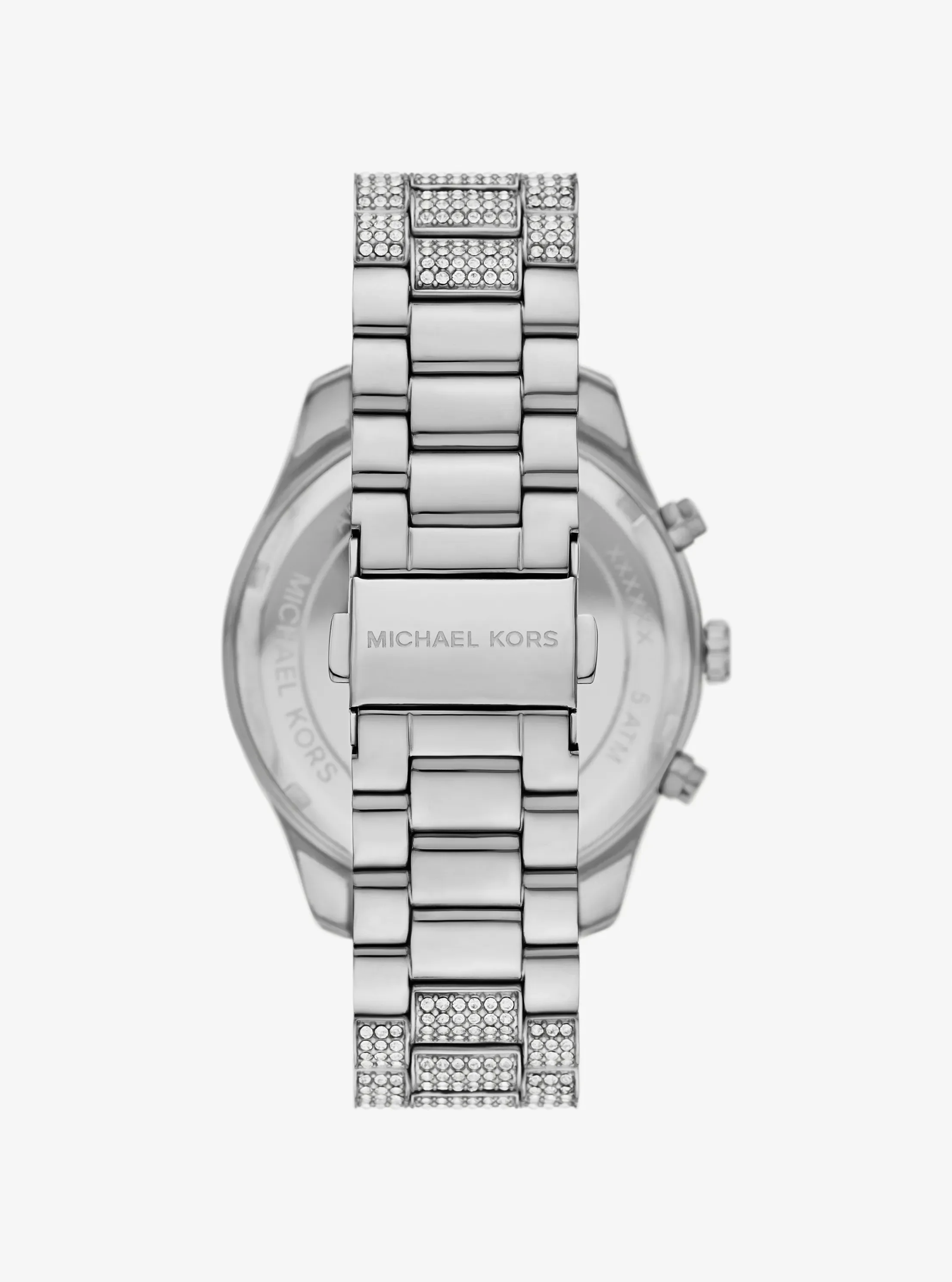 Женские часы Michael Kors Oversized Lexington Pavé Silver-Tone Watch, цвет: Серебряный — фото 3