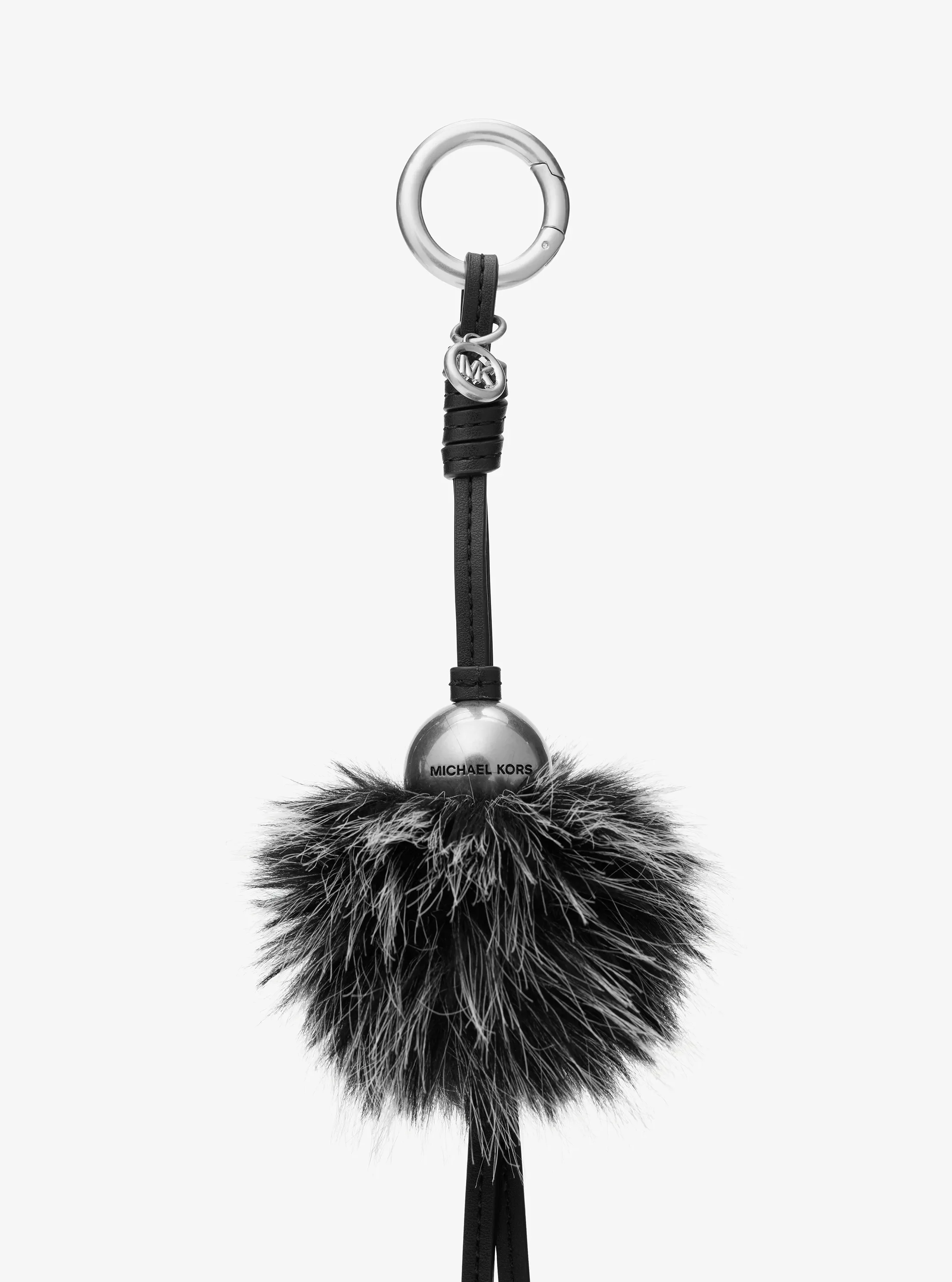 Женский брелок Michael Kors Silver-Tone Bead and Faux Fur Bag Charm, цвет: Чёрный — фото 2