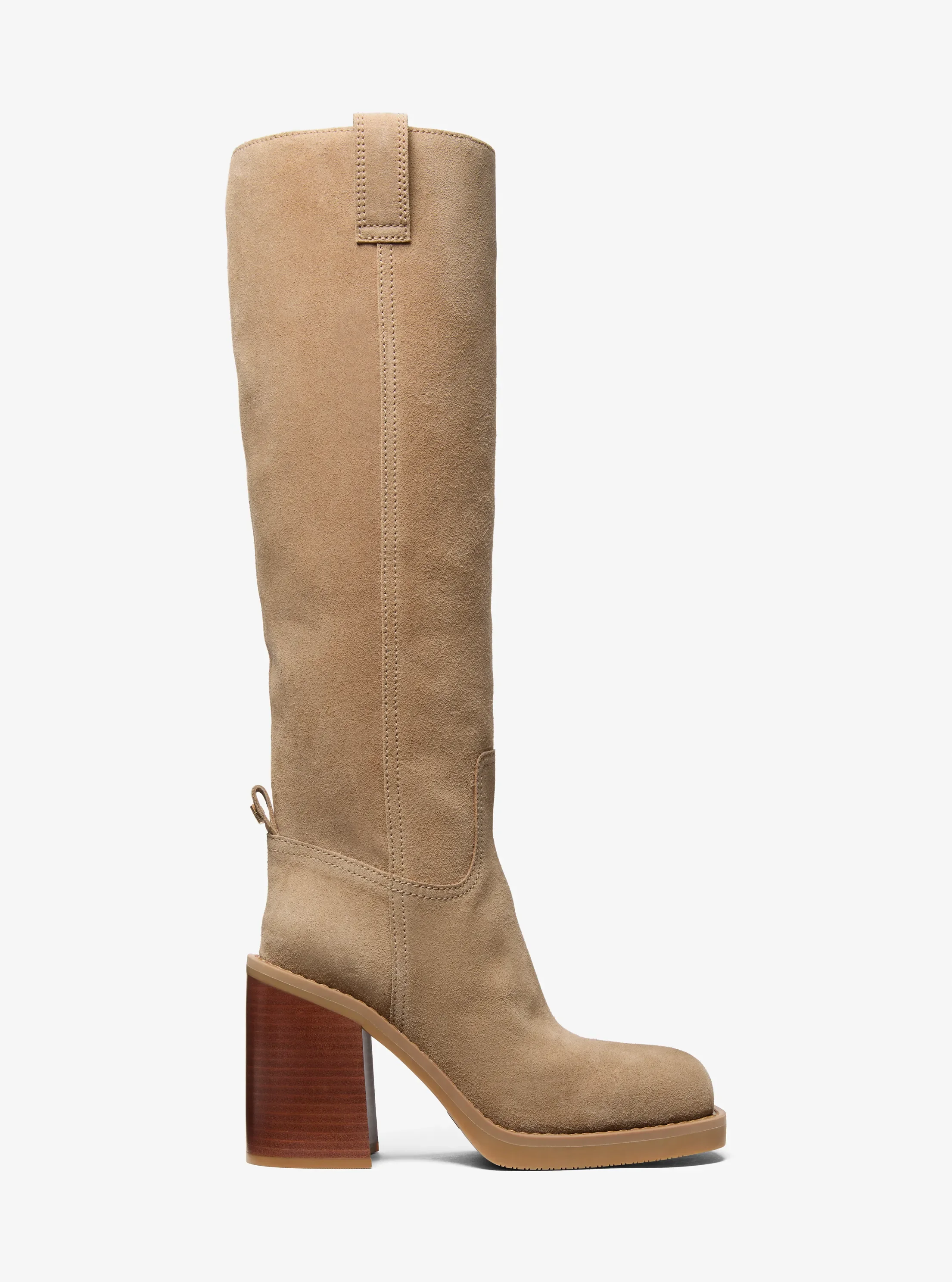Ботинки Michael Kors Houston Suede Block Heel Boot, цвет: Husk — фото 2