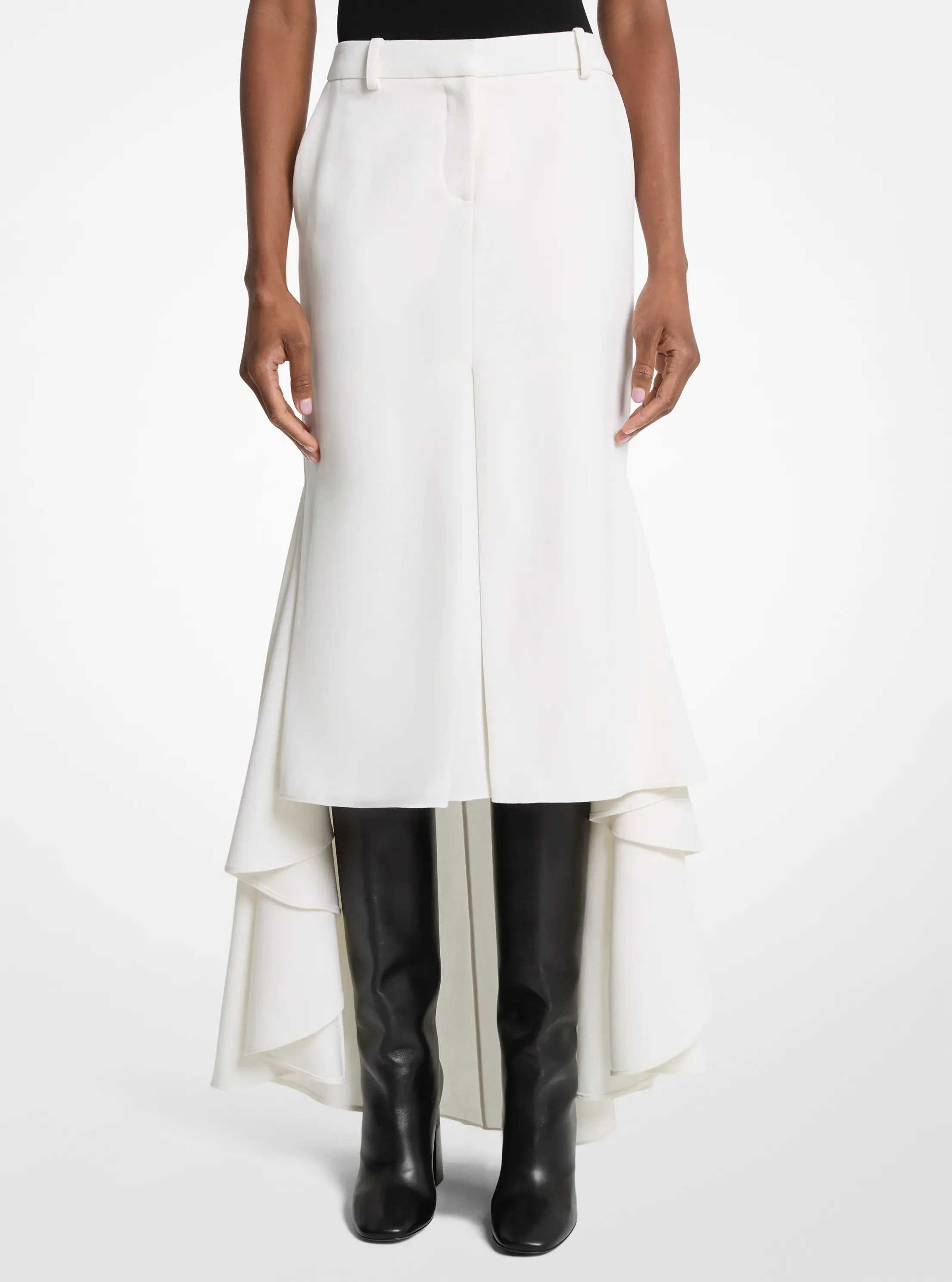 Michael Kors Wool Gabardine High-Low Trouser Skirt