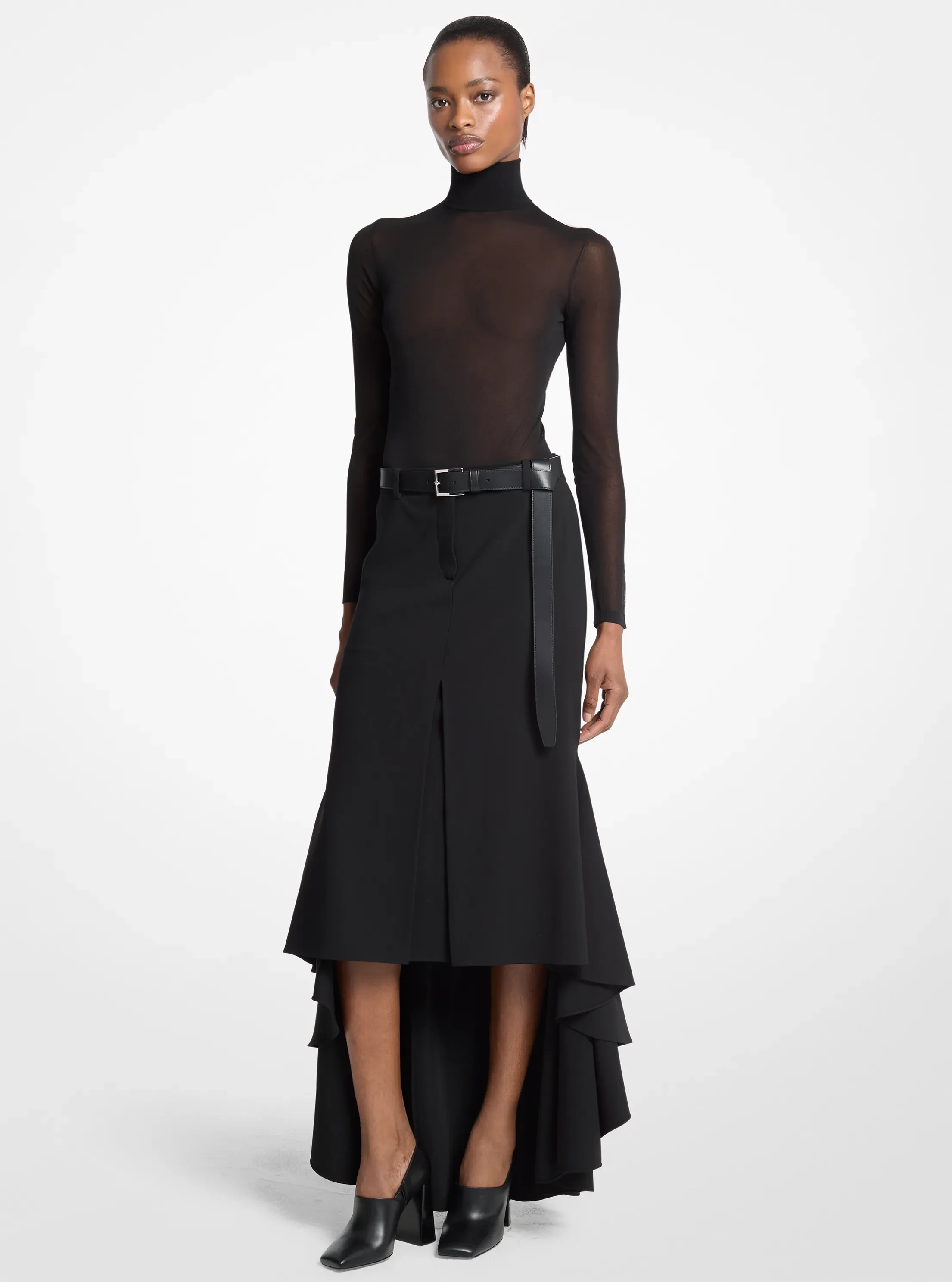 Michael Kors Wool Serge High-Low Trouser Skirt