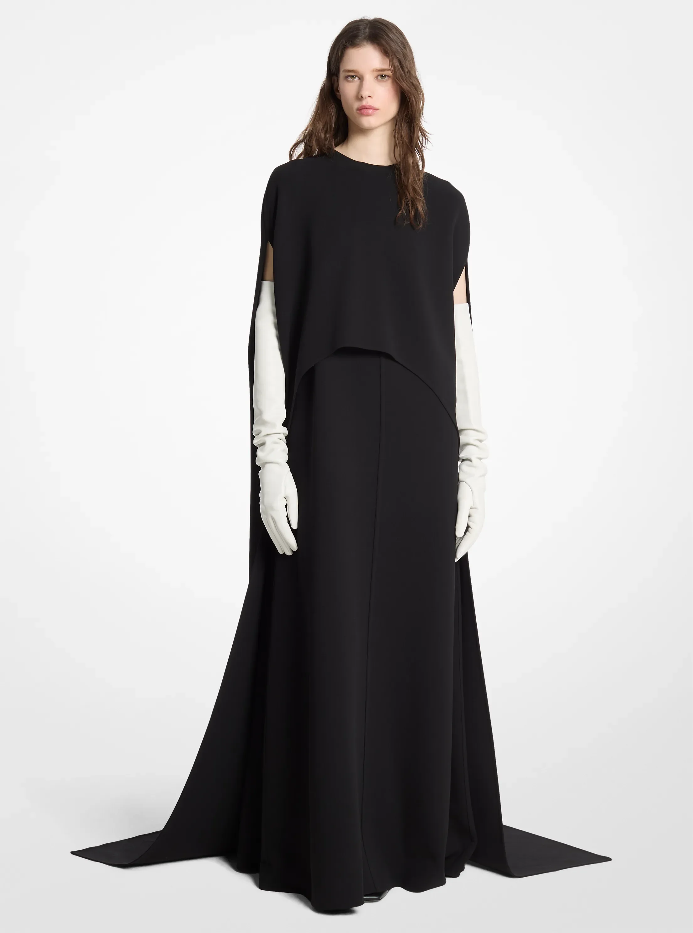 Michael Kors Double Faced Stretch Wool Cape Gown