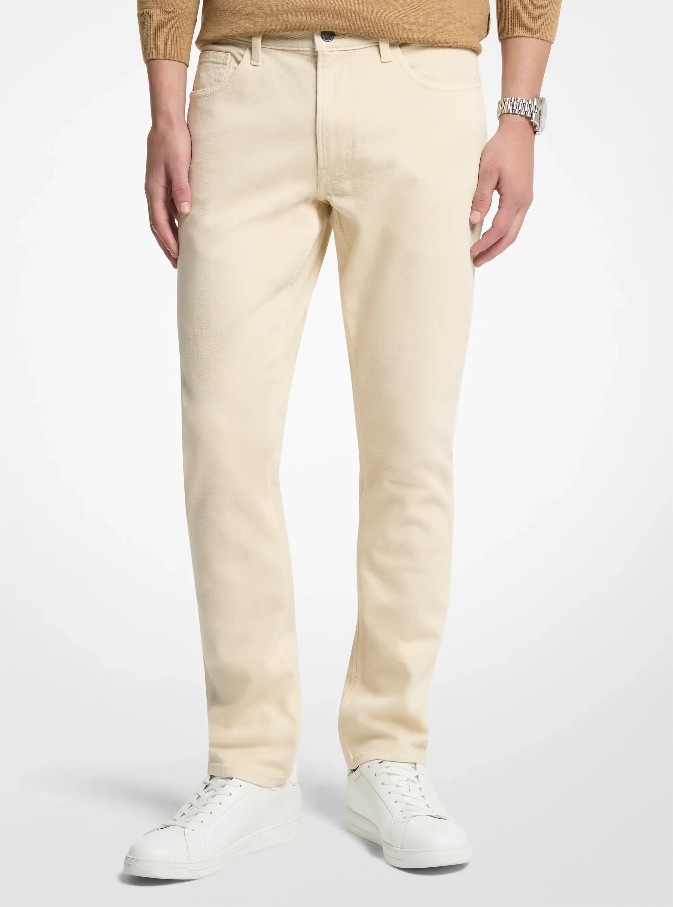Джинсы Michael Kors Parker Slim-Fit Stretch Denim Jeans, цвет: Костяной