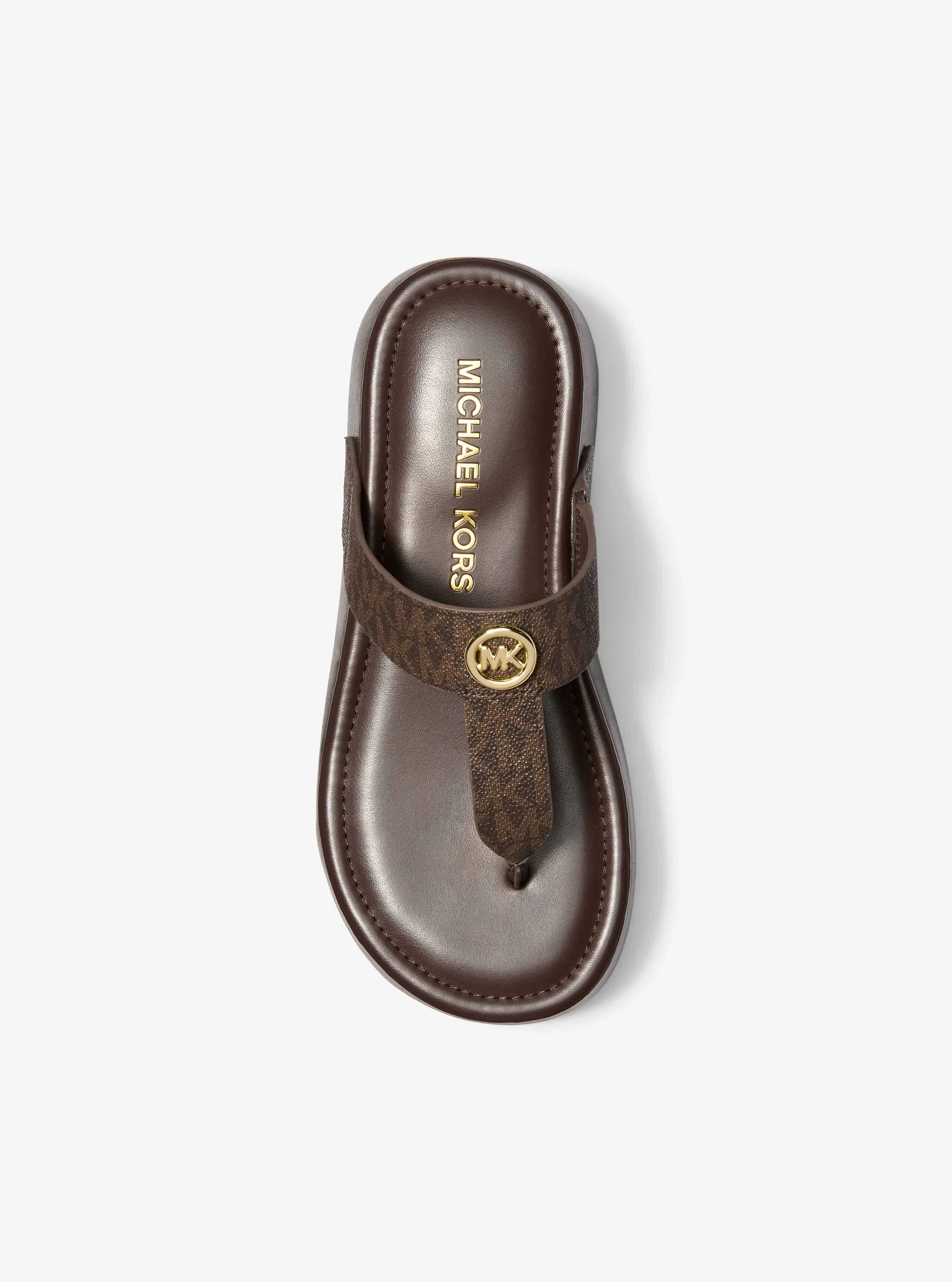Женские сандалии Michael Kors Koya Signature Logo Platform Flip Flop, цвет: Коричневый — фото 3