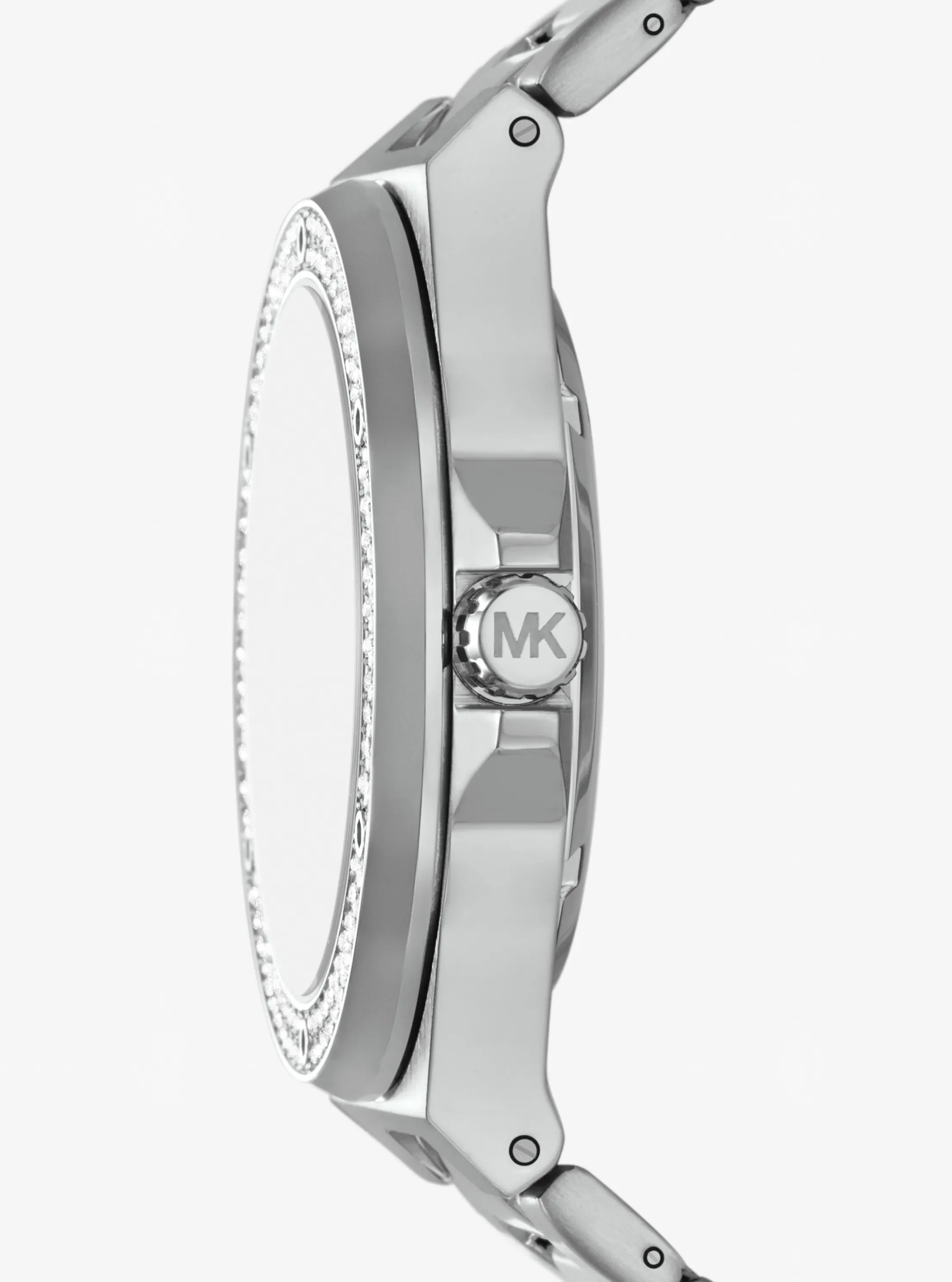 Часы Michael Kors Oversized Lennox Pavé Silver-Tone Watch, цвет: Серебряный — фото 2