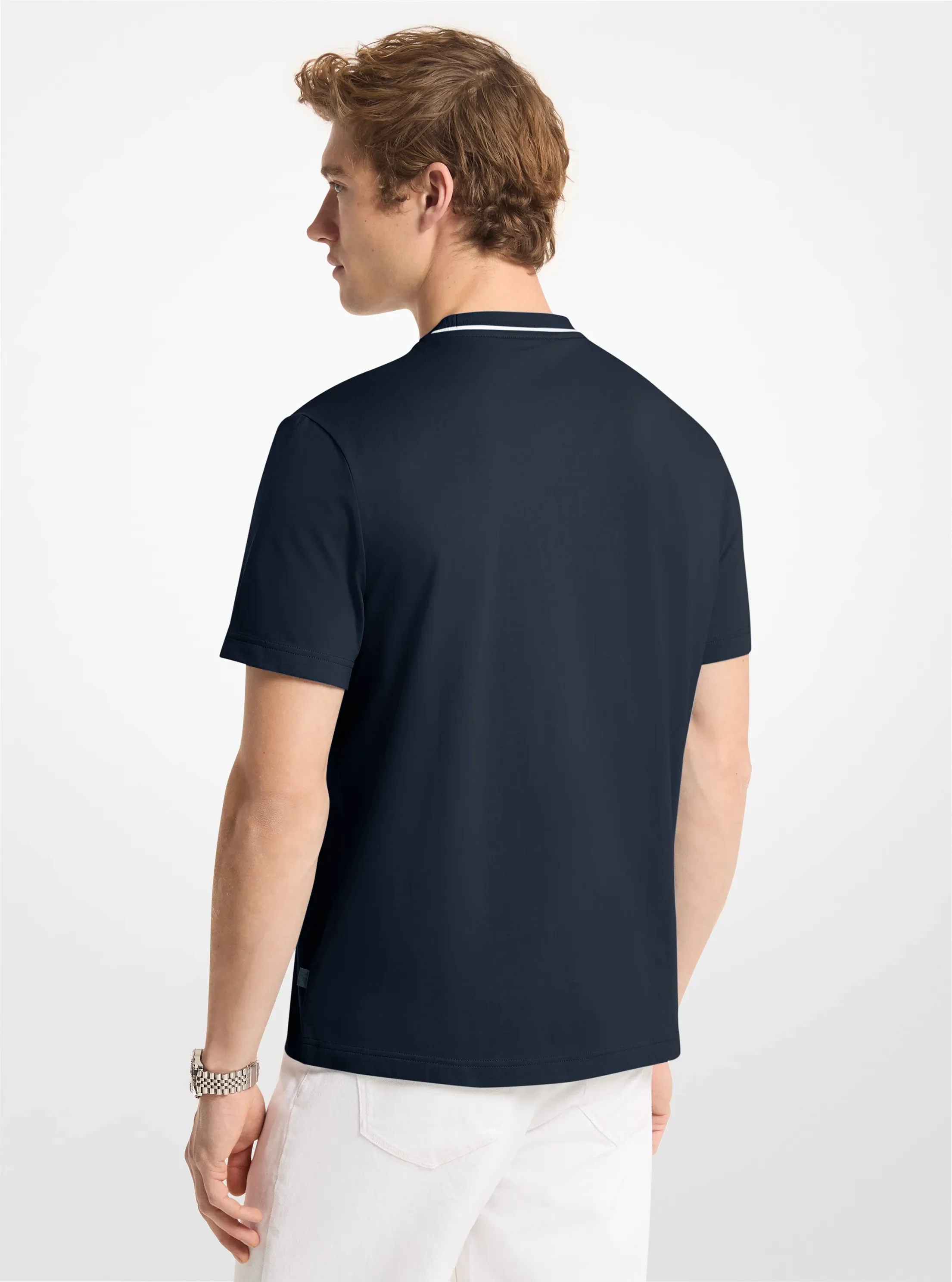 Мужская футболка Michael Kors Logo Trim Cotton Jersey T-Shirt, цвет: Тёмно-синий — фото 2