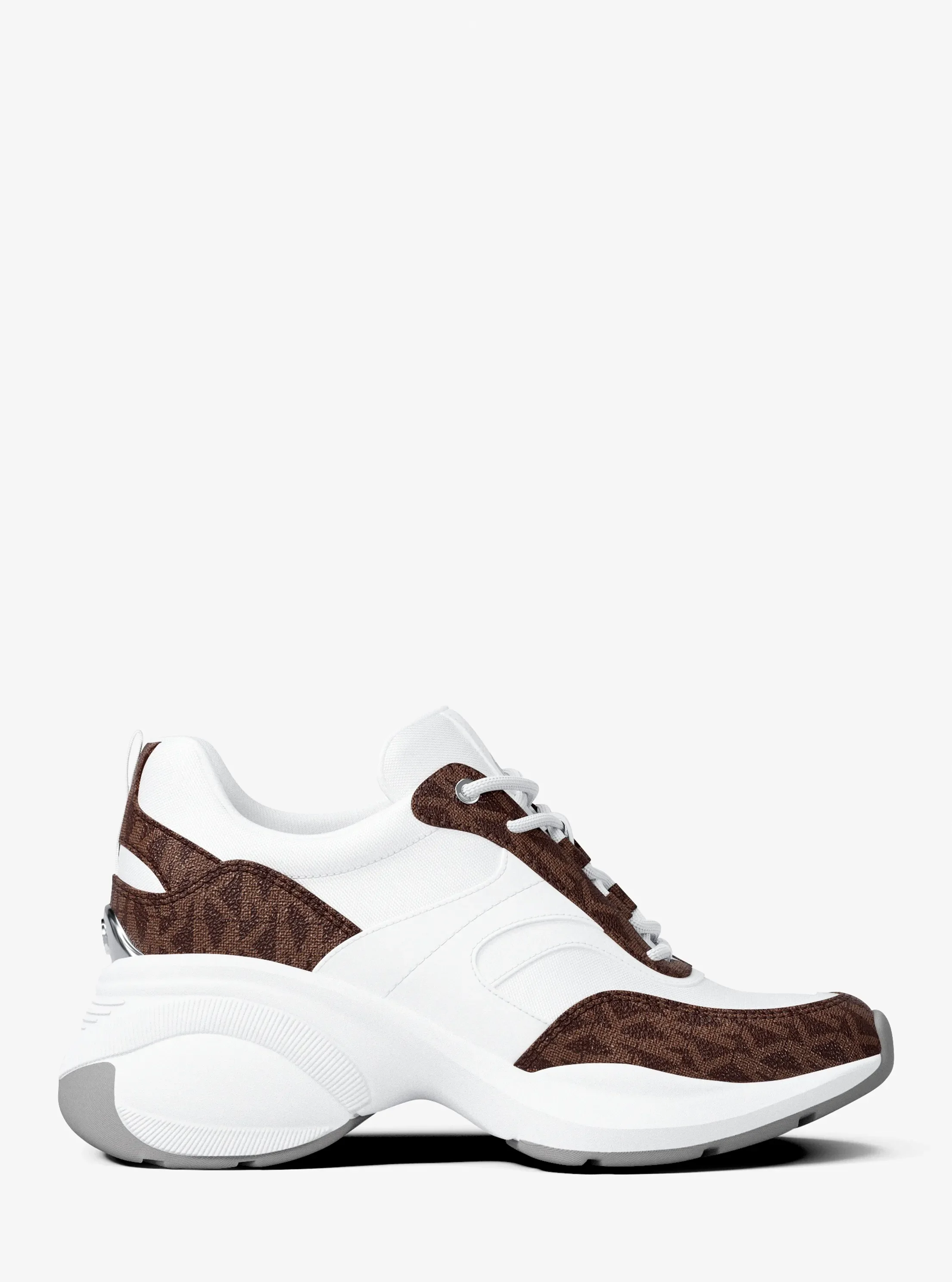 Кроссовки Michael Kors Kaia Signature Logo Trainer, цвет: Белый / Коричневый — фото 2